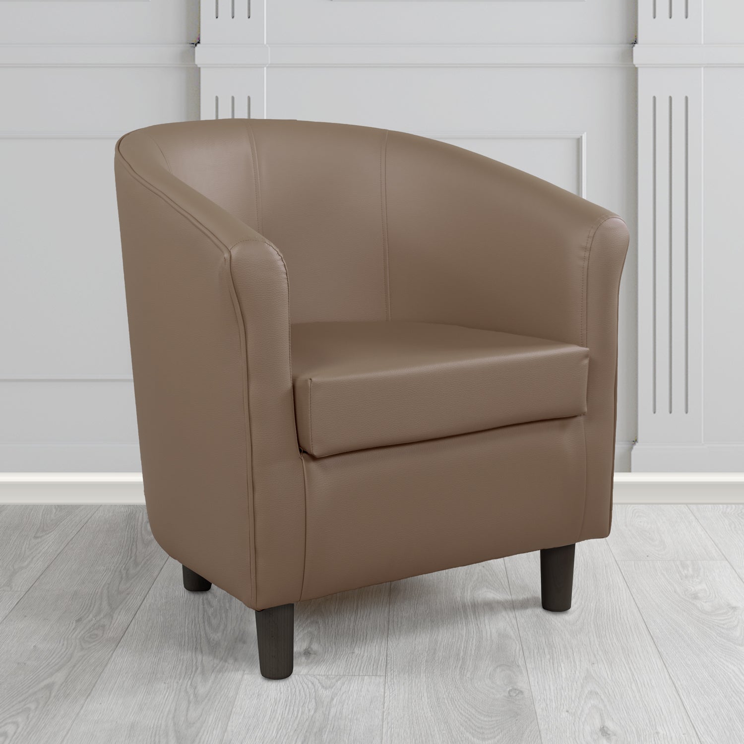 Tuscany Tub Chair in Just Colour Antimicrobial Crib 5 Contract Faux Leather with Dark Wood Legs