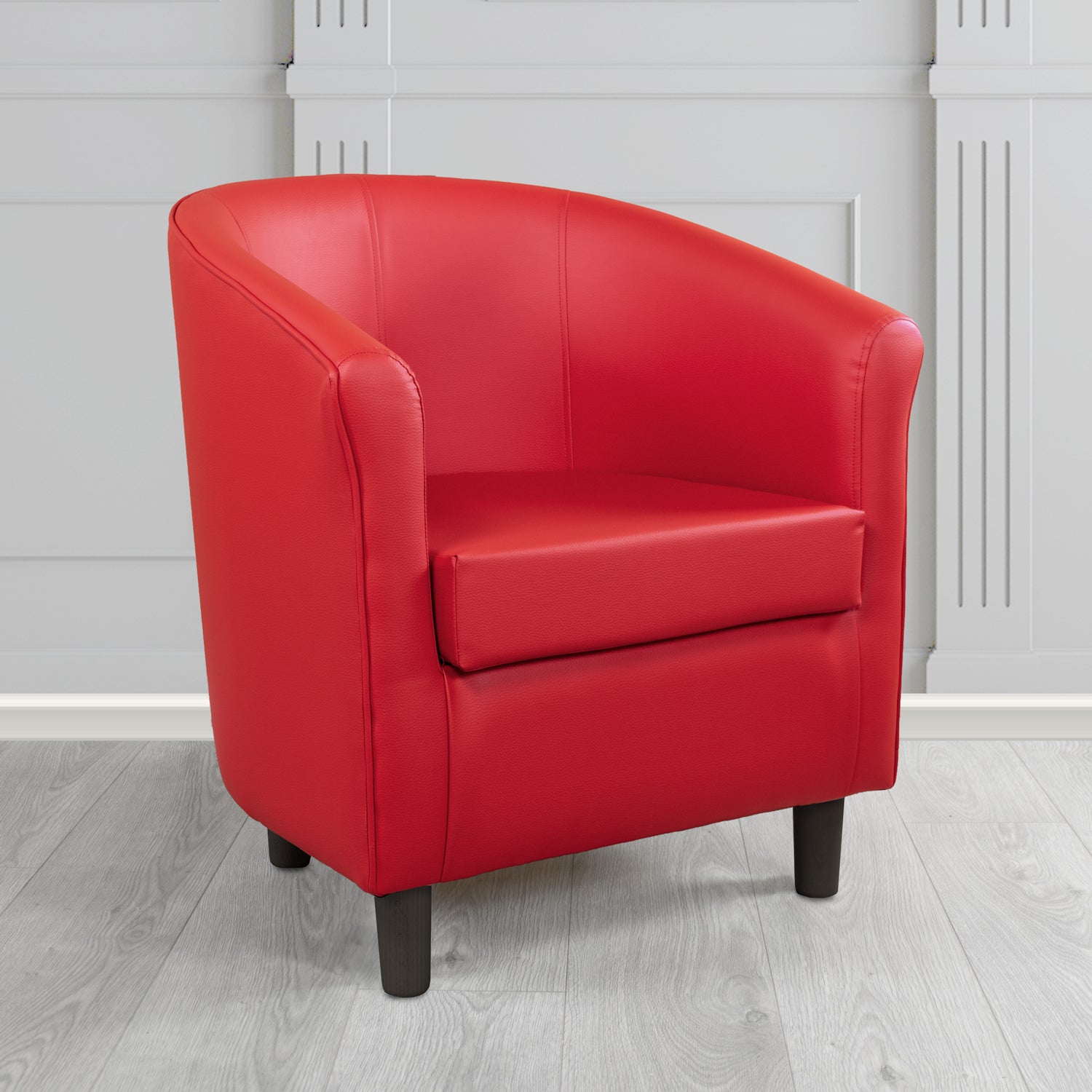 Tuscany Tub Chair in Just Colour Antimicrobial Crib 5 Contract Faux Leather with Dark Wood Legs