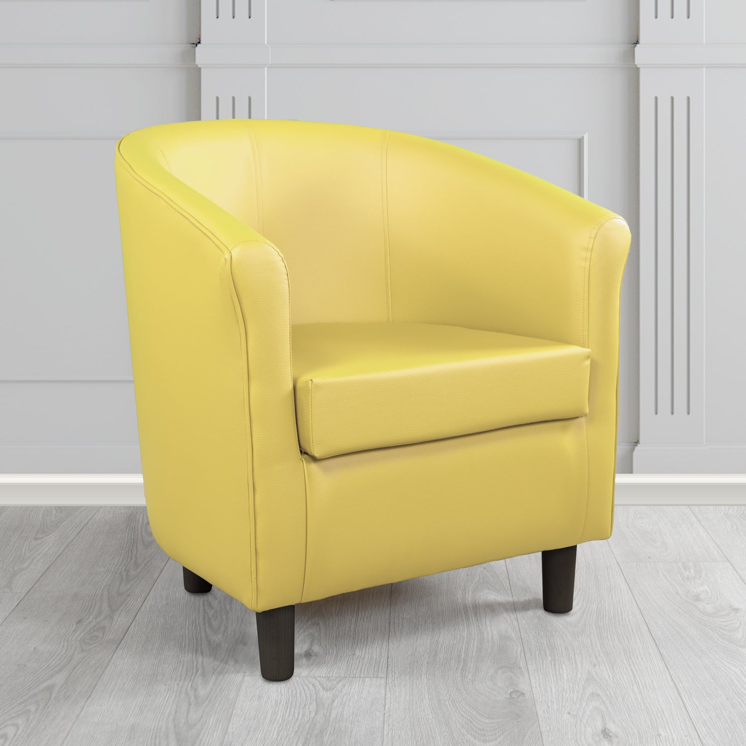 Tuscany Tub Chair in Just Colour Antimicrobial Crib 5 Contract Faux Leather with Dark Wood Legs