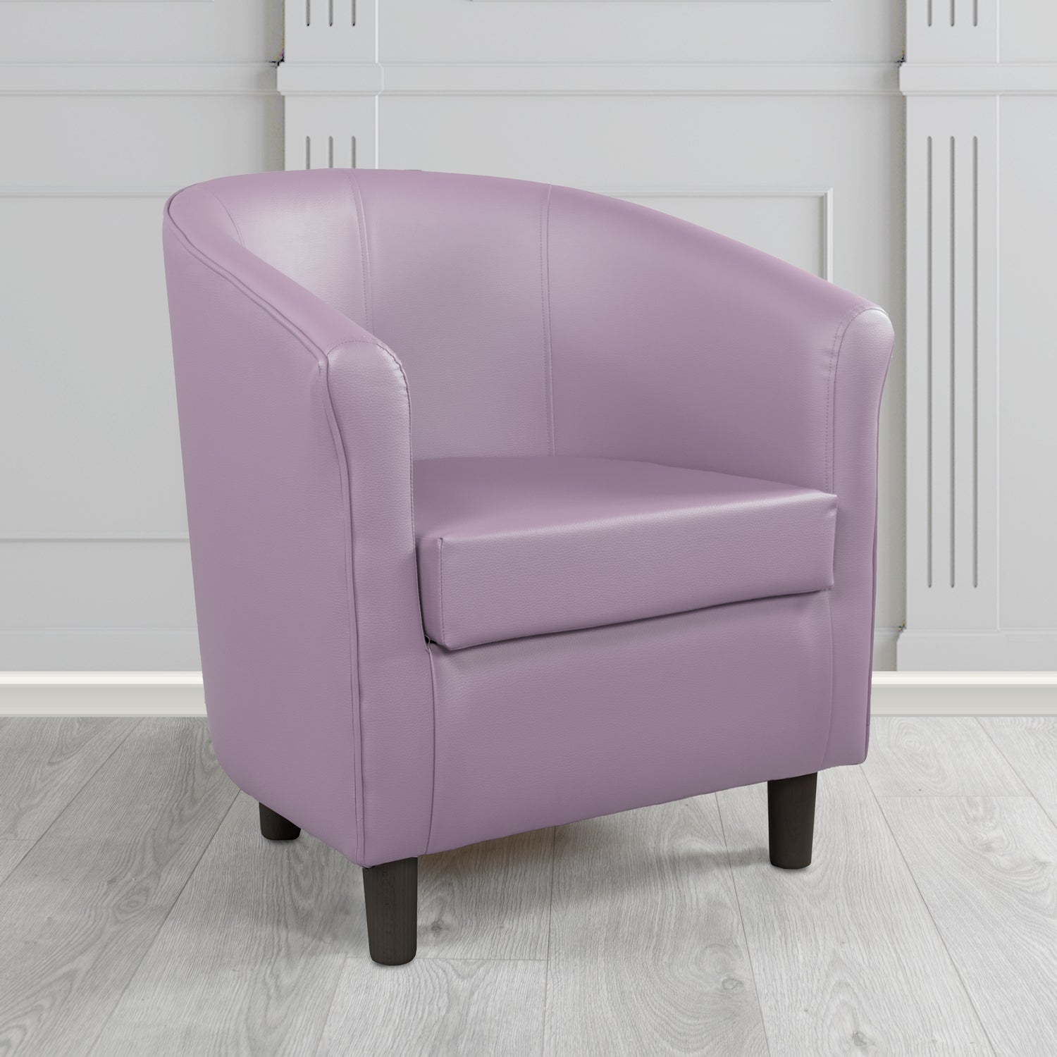 Tuscany Tub Chair in Just Colour Antimicrobial Crib 5 Contract Faux Leather with Dark Wood Legs