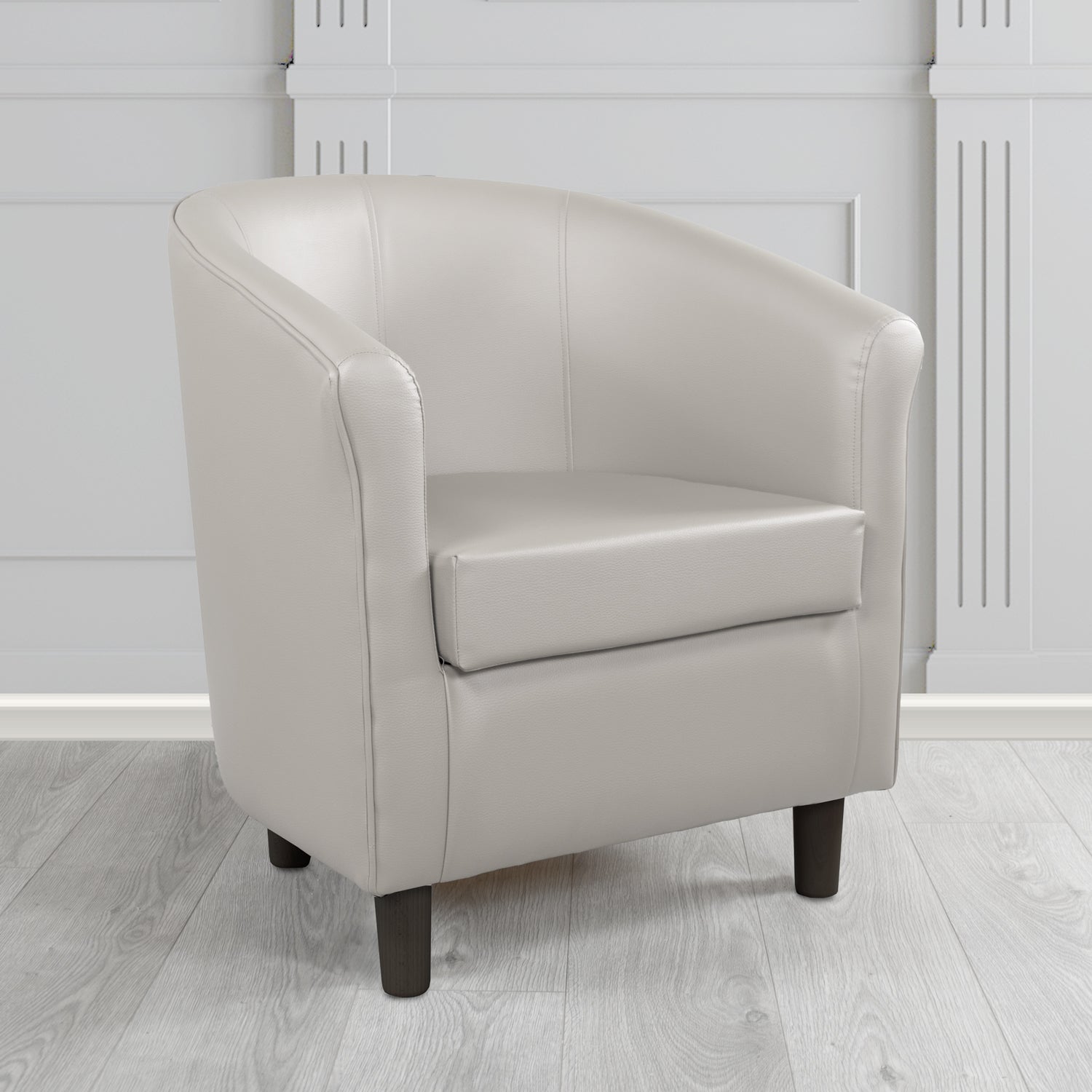 Tuscany Tub Chair in Just Colour Antimicrobial Crib 5 Contract Faux Leather with Dark Wood Legs