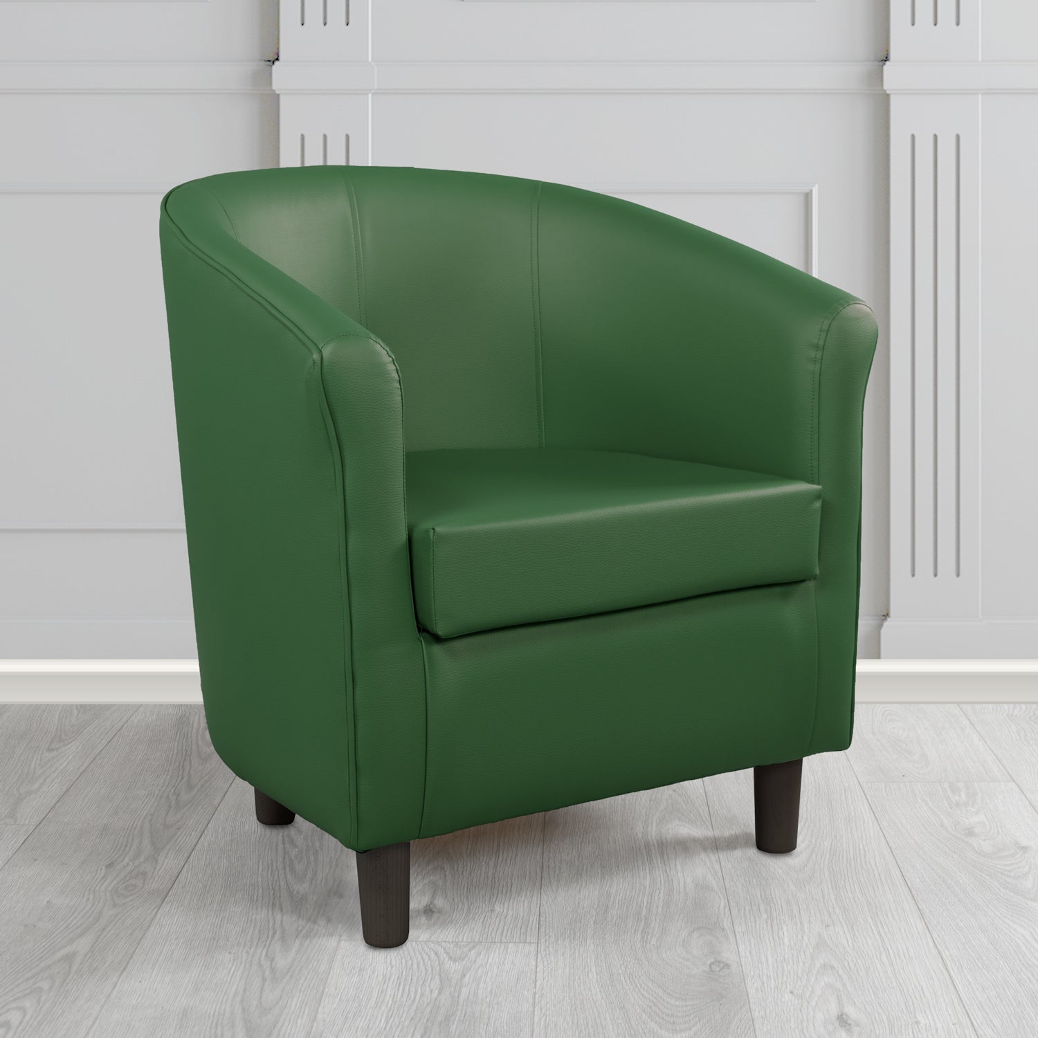 Tuscany Tub Chair in Just Colour Antimicrobial Crib 5 Contract Faux Leather with Dark Wood Legs