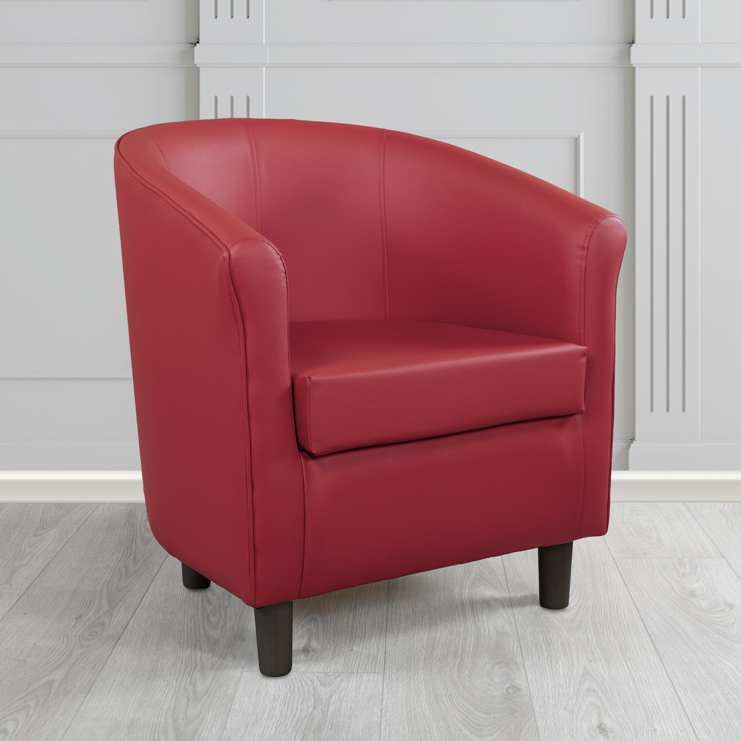 Tuscany Tub Chair in Just Colour Antimicrobial Crib 5 Contract Faux Leather with Dark Wood Legs