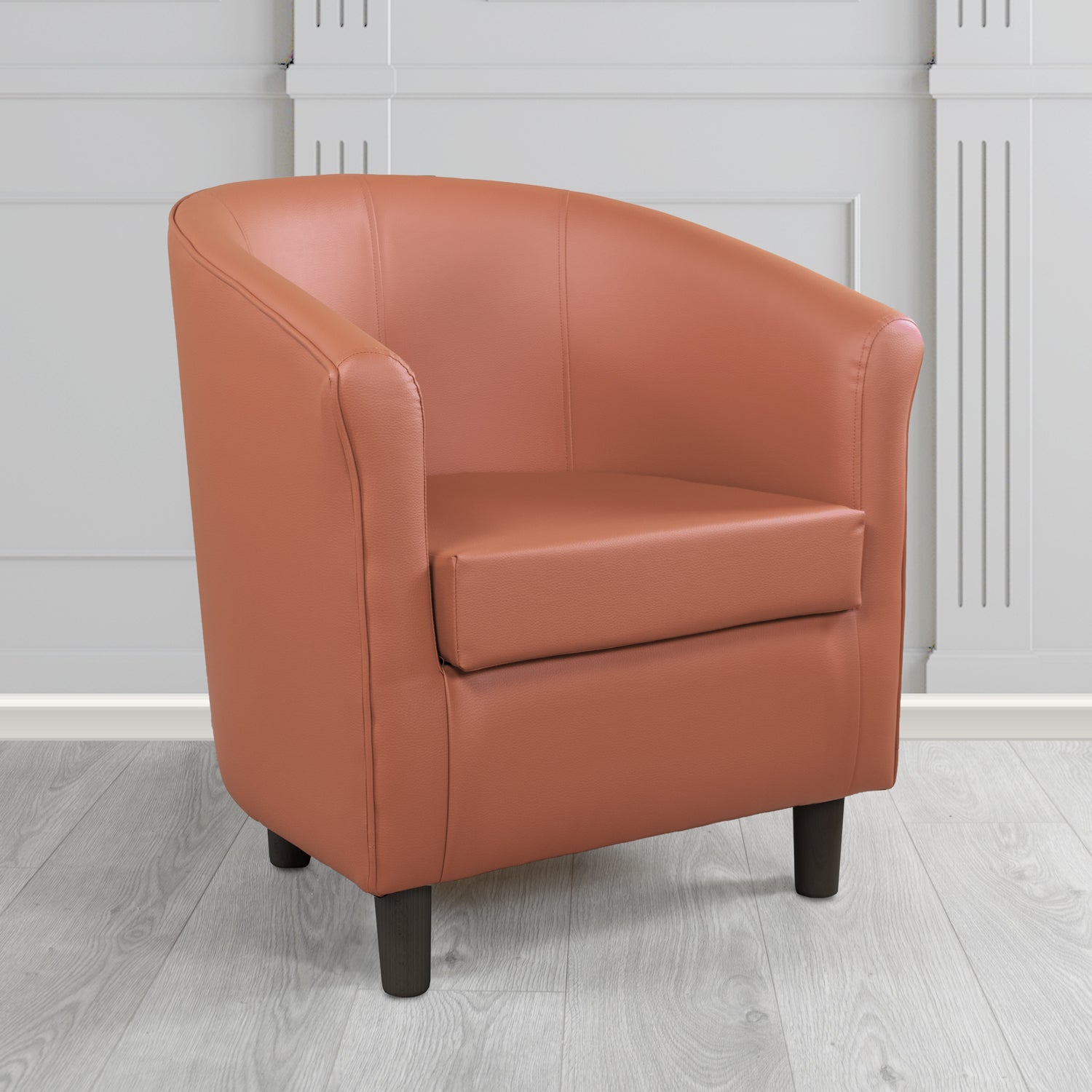 Tuscany Tub Chair in Just Colour Antimicrobial Crib 5 Contract Faux Leather with Dark Wood Legs