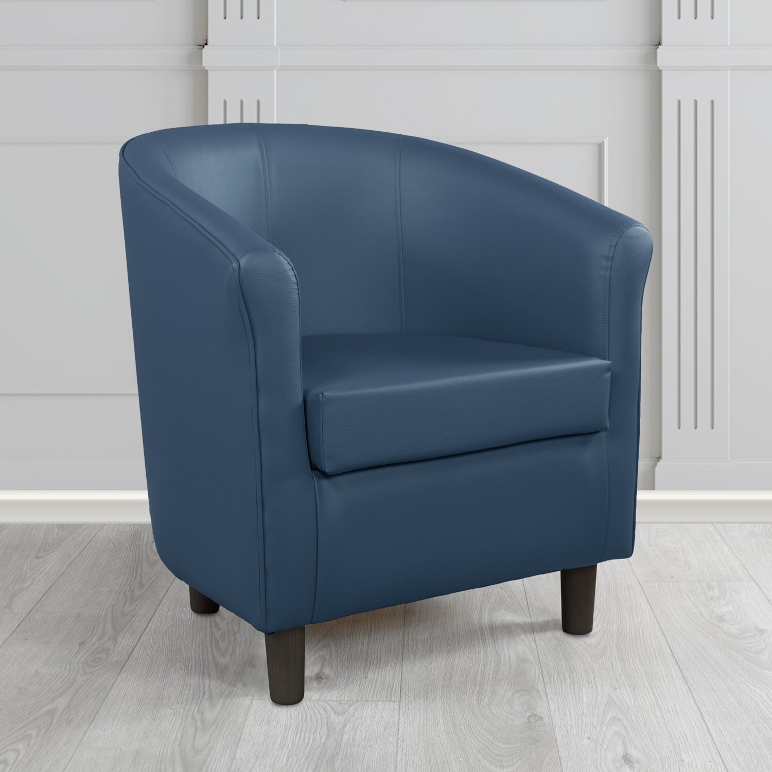 Tuscany Tub Chair in Just Colour Antimicrobial Crib 5 Contract Faux Leather with Dark Wood Legs