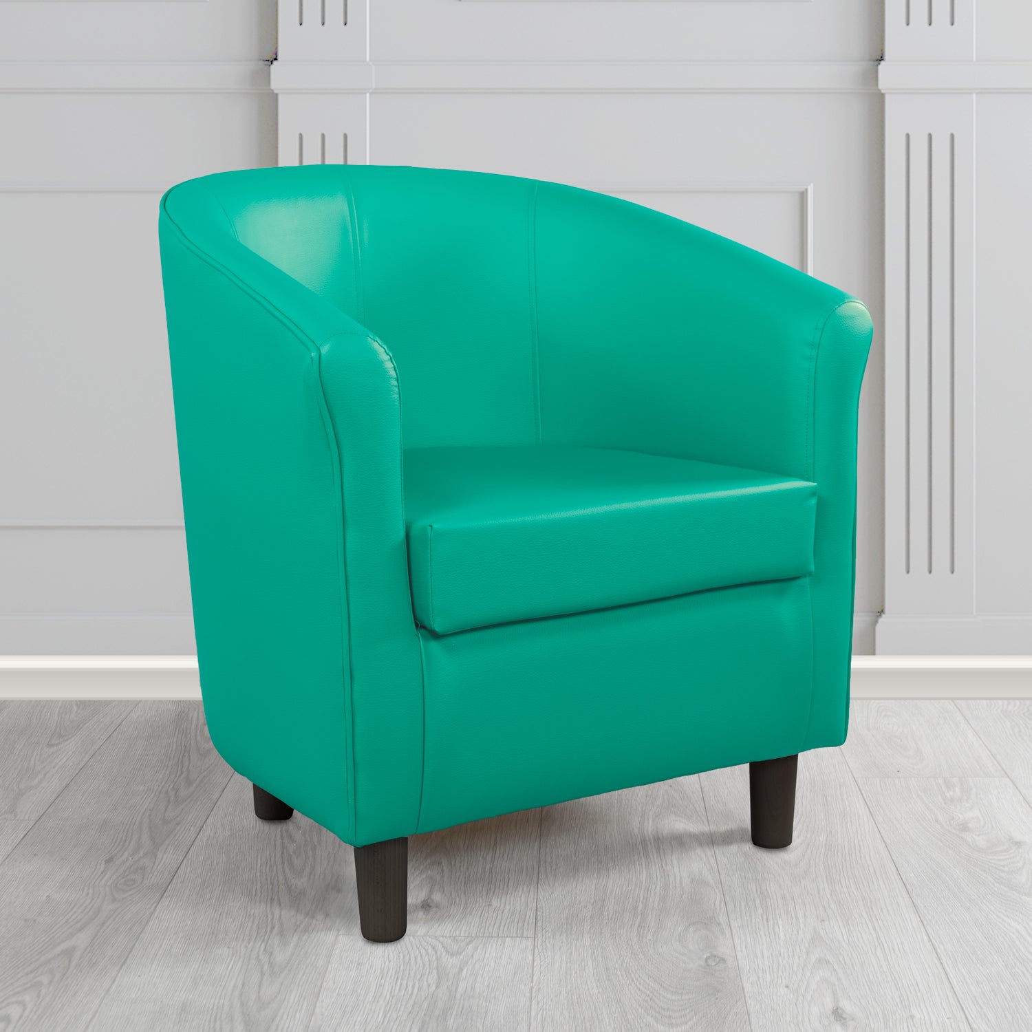 Tuscany Tub Chair in Just Colour Antimicrobial Crib 5 Contract Faux Leather with Dark Wood Legs