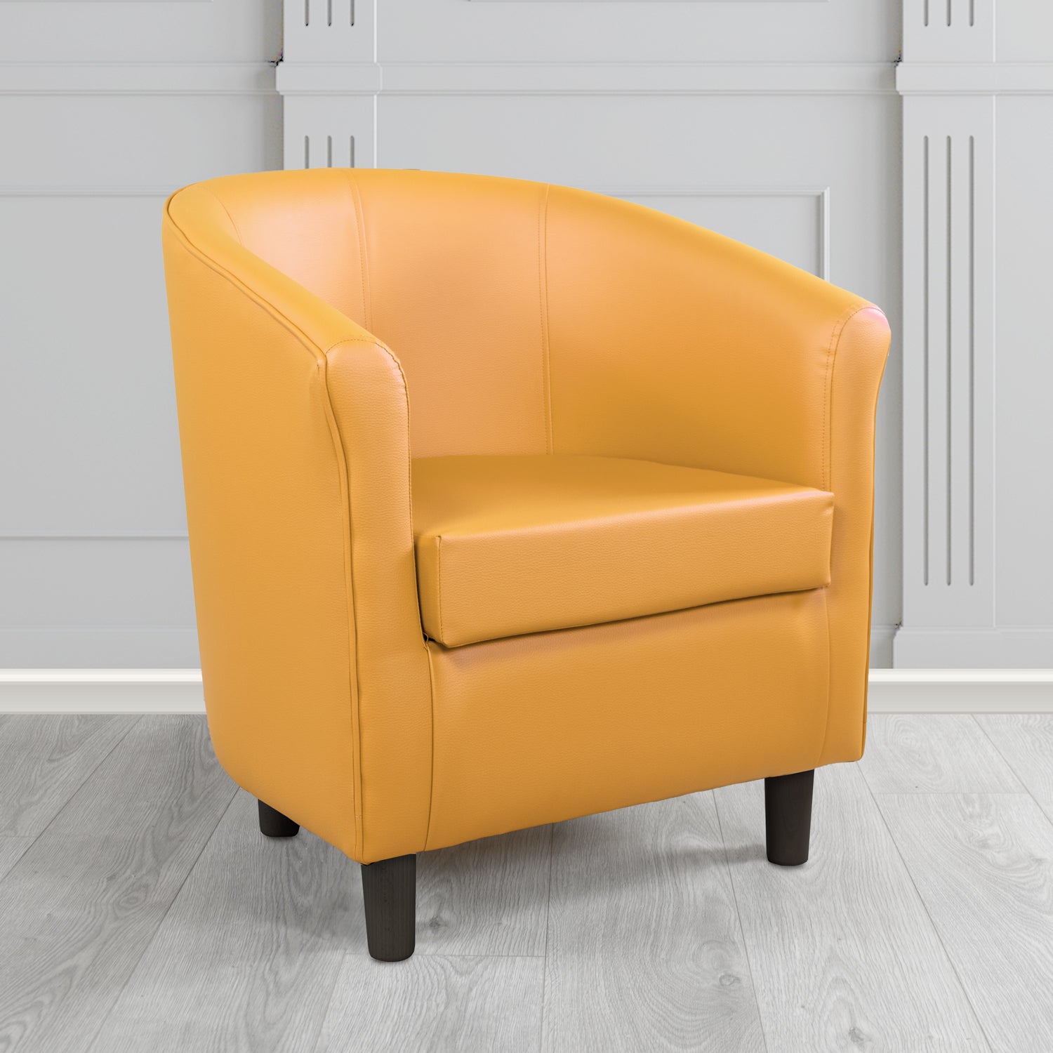 Tuscany Tub Chair in Just Colour Antimicrobial Crib 5 Contract Faux Leather with Dark Wood Legs