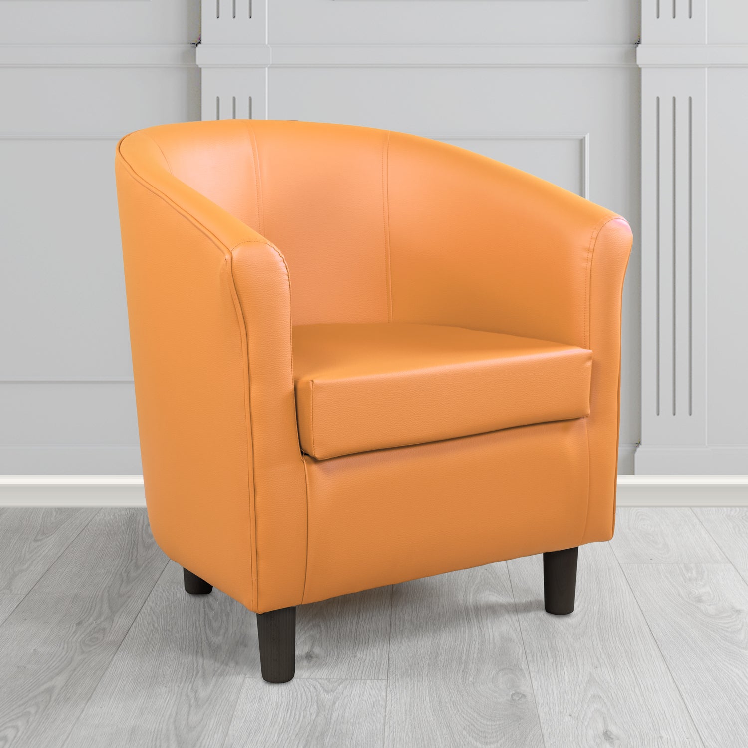 Tuscany Tub Chair in Just Colour Antimicrobial Crib 5 Contract Faux Leather with Dark Wood Legs