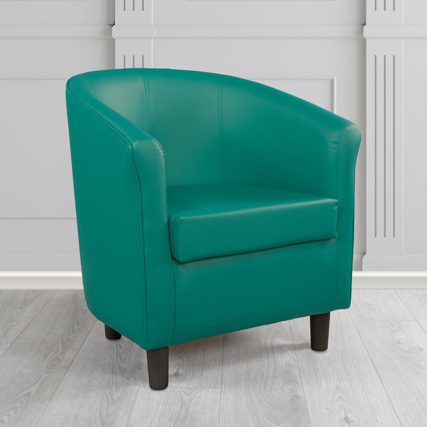 Tuscany Tub Chair in Just Colour Antimicrobial Crib 5 Contract Faux Leather with Dark Wood Legs