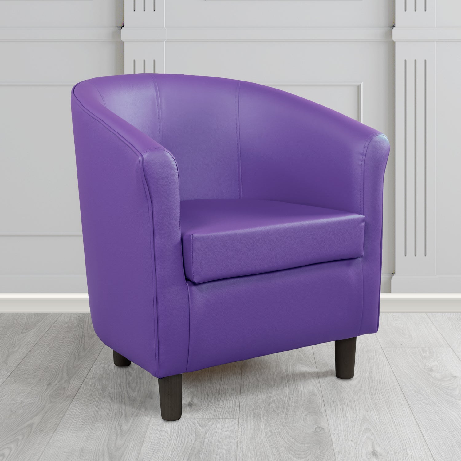 Tuscany Tub Chair in Just Colour Antimicrobial Crib 5 Contract Faux Leather with Dark Wood Legs