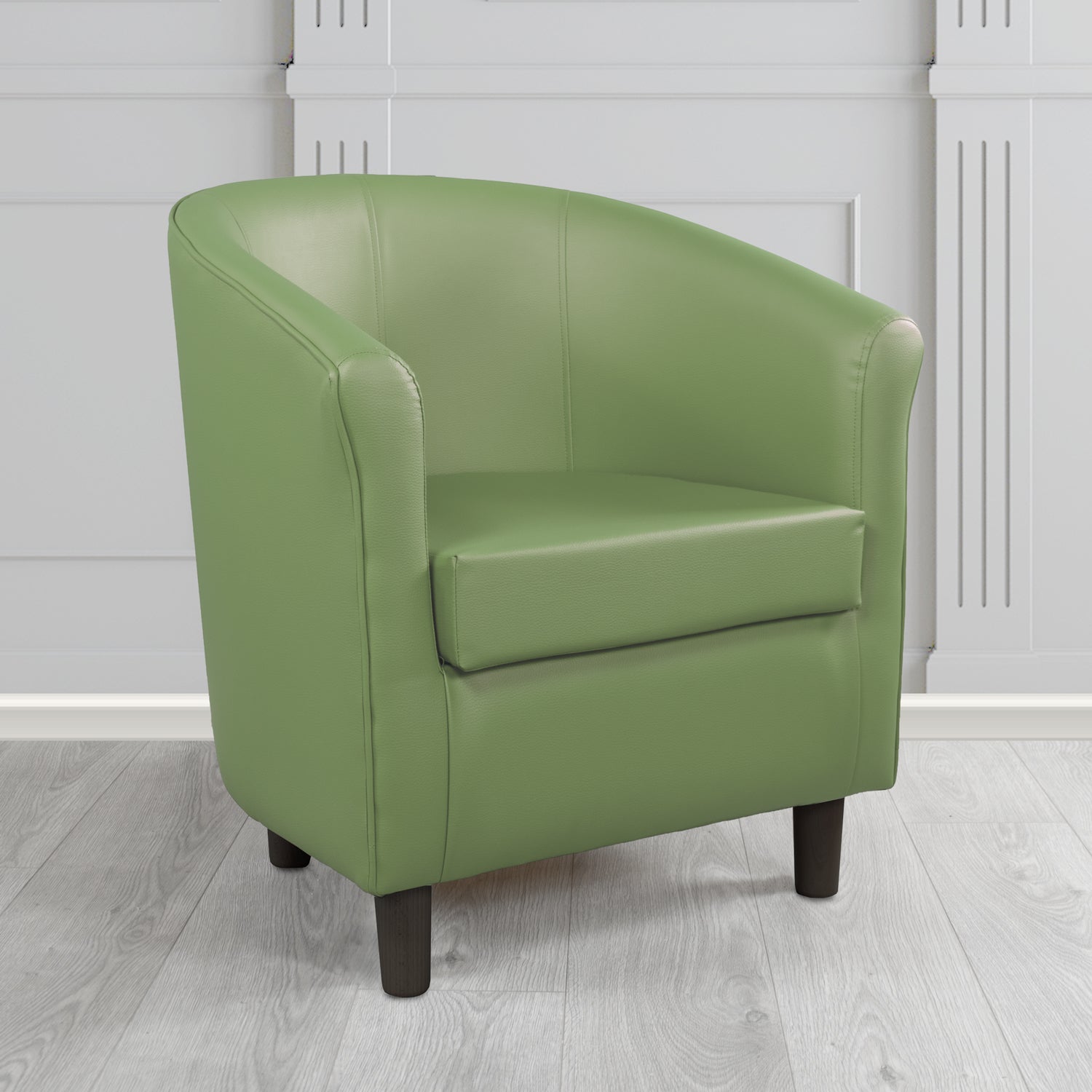 Tuscany Tub Chair in Just Colour Antimicrobial Crib 5 Contract Faux Leather with Dark Wood Legs