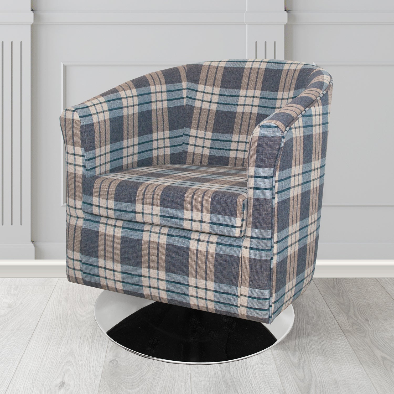 Tuscany Swivel Tub Chair in Fryett's Kintyre Tartan Fabric