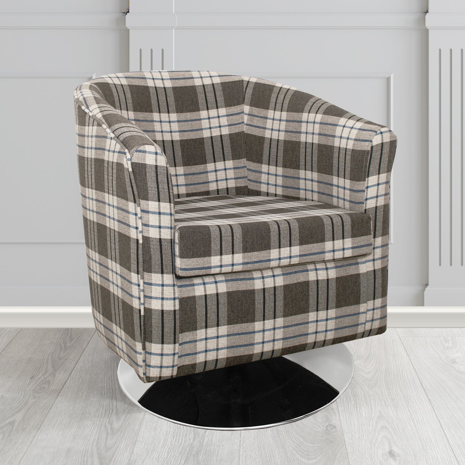 Tuscany Swivel Tub Chair in Fryett's Kintyre Tartan Fabric