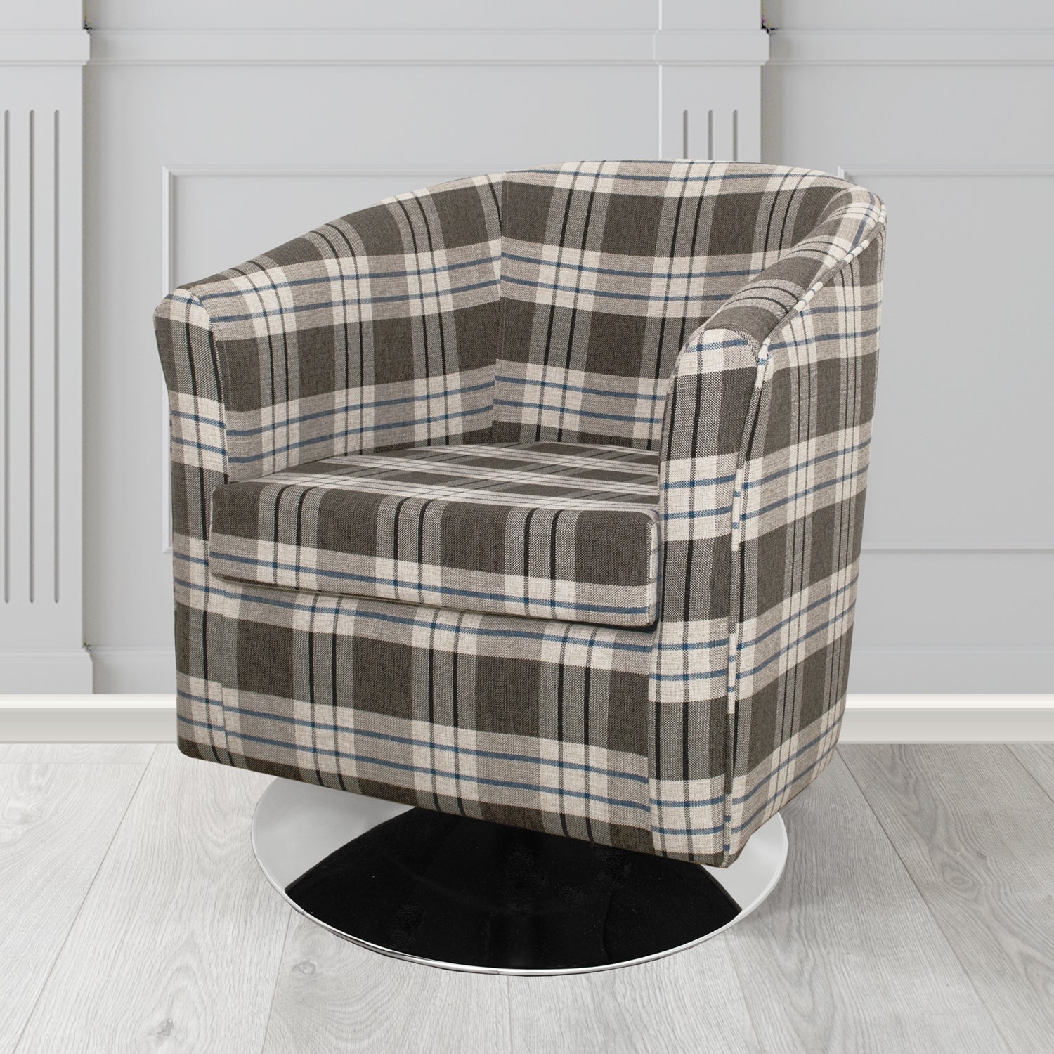 Tuscany Swivel Tub Chair in Fryett's Kintyre Tartan Fabric
