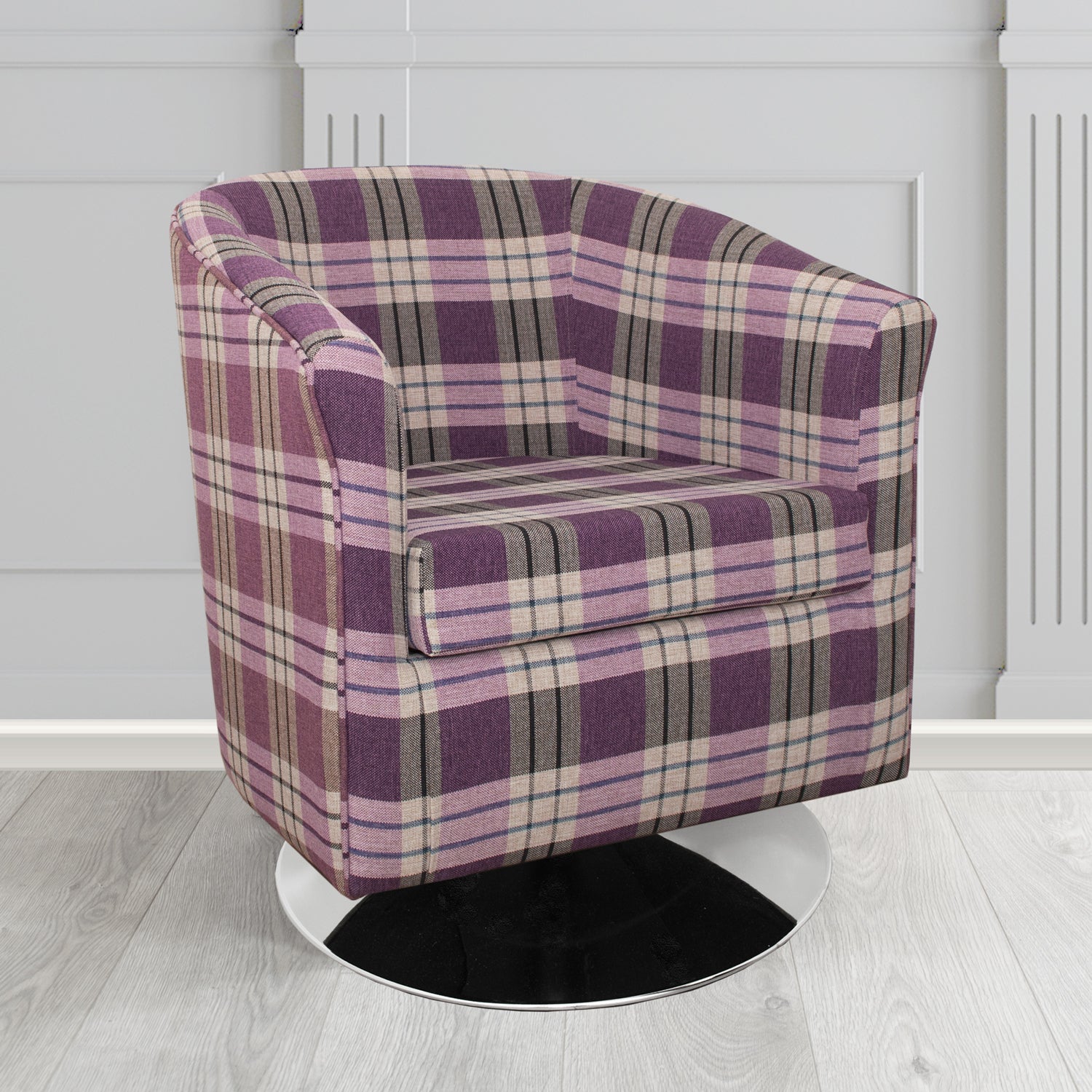Tuscany Swivel Tub Chair in Fryett's Kintyre Tartan Fabric
