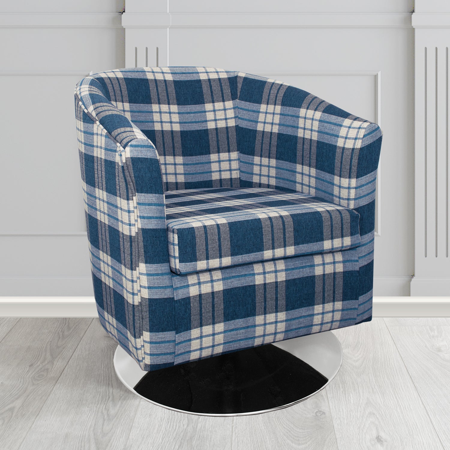 Tuscany Swivel Tub Chair in Fryett's Kintyre Tartan Fabric