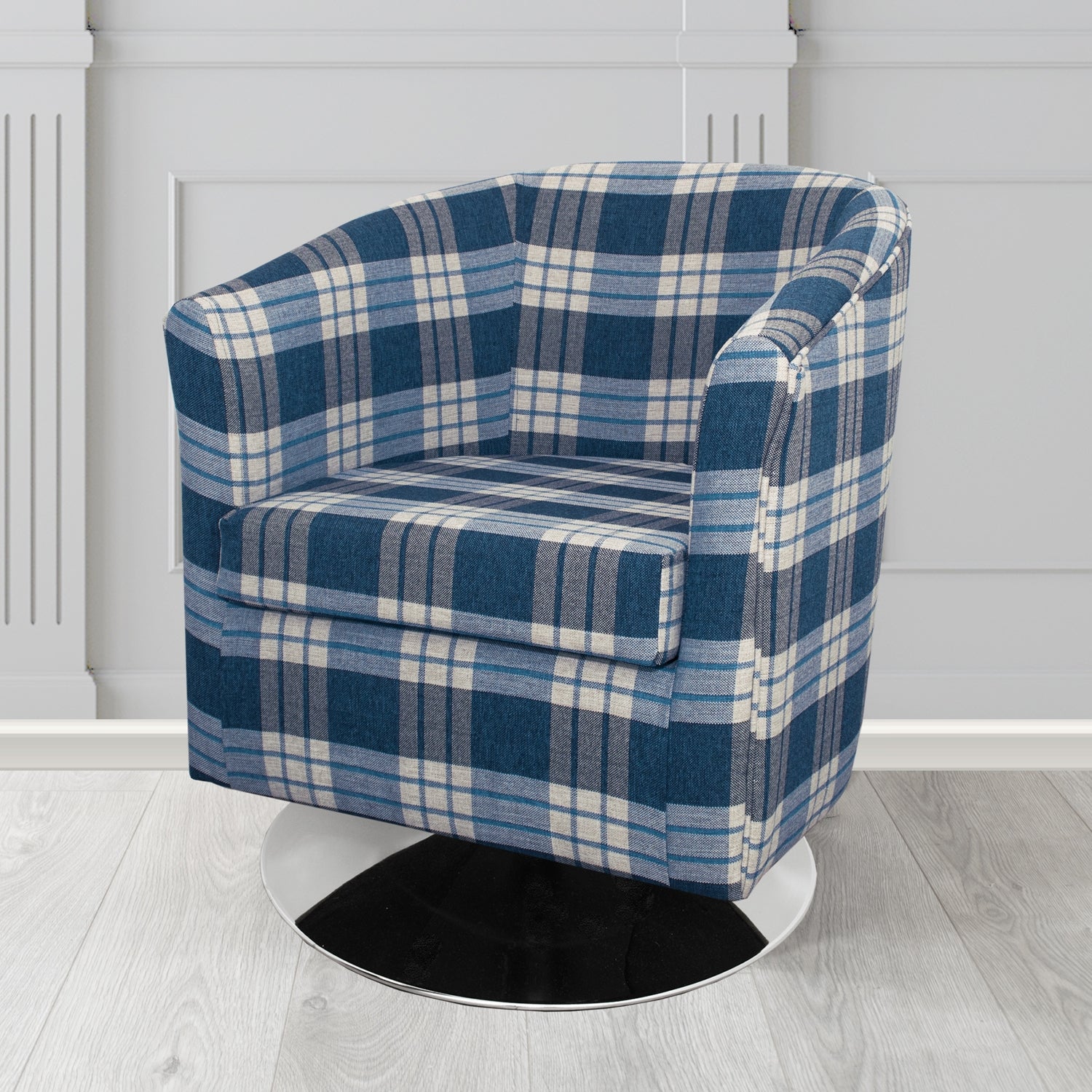 Tuscany Swivel Tub Chair in Fryett's Kintyre Tartan Fabric