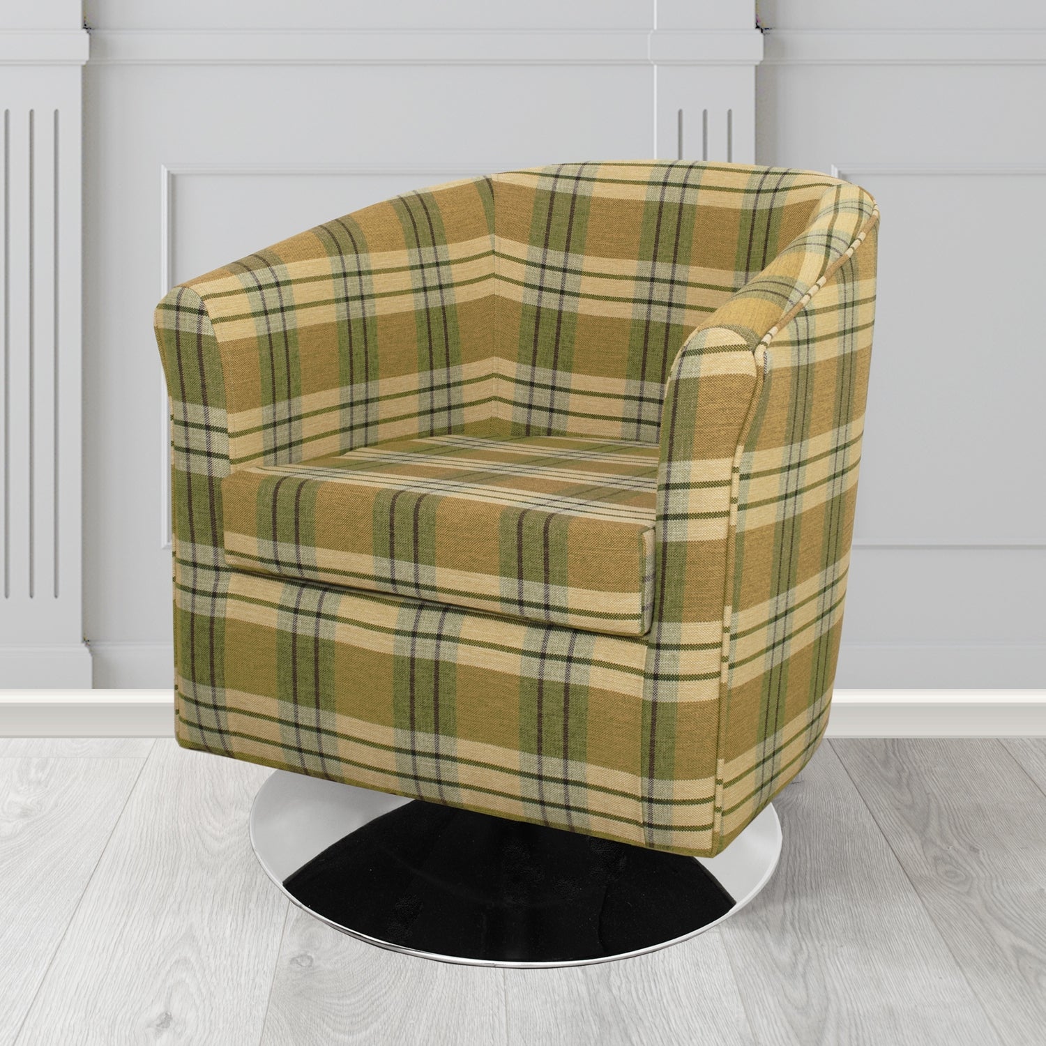 Tuscany Swivel Tub Chair in Fryett's Kintyre Tartan Fabric