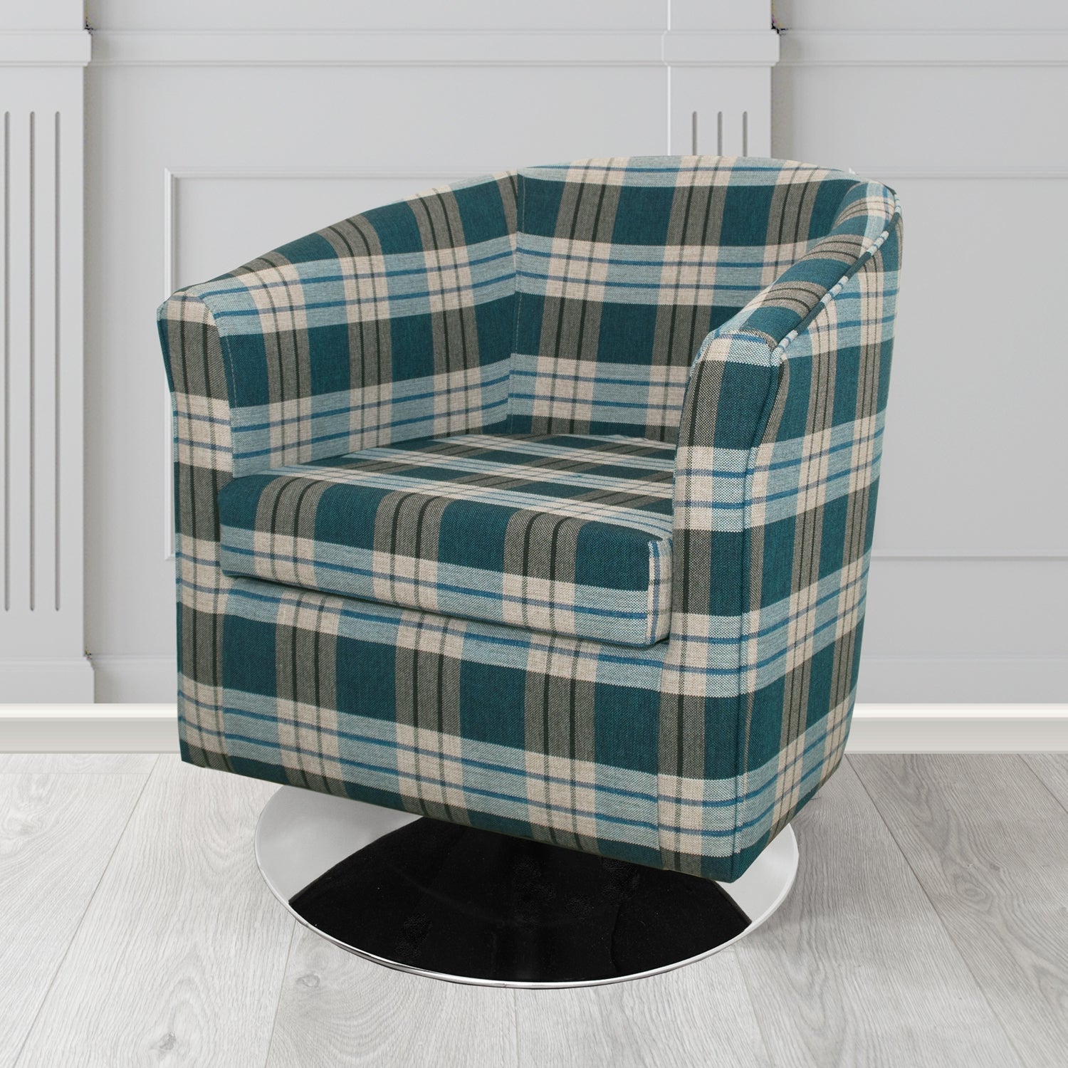 Tuscany Swivel Tub Chair in Kintyre Tartan Fabric