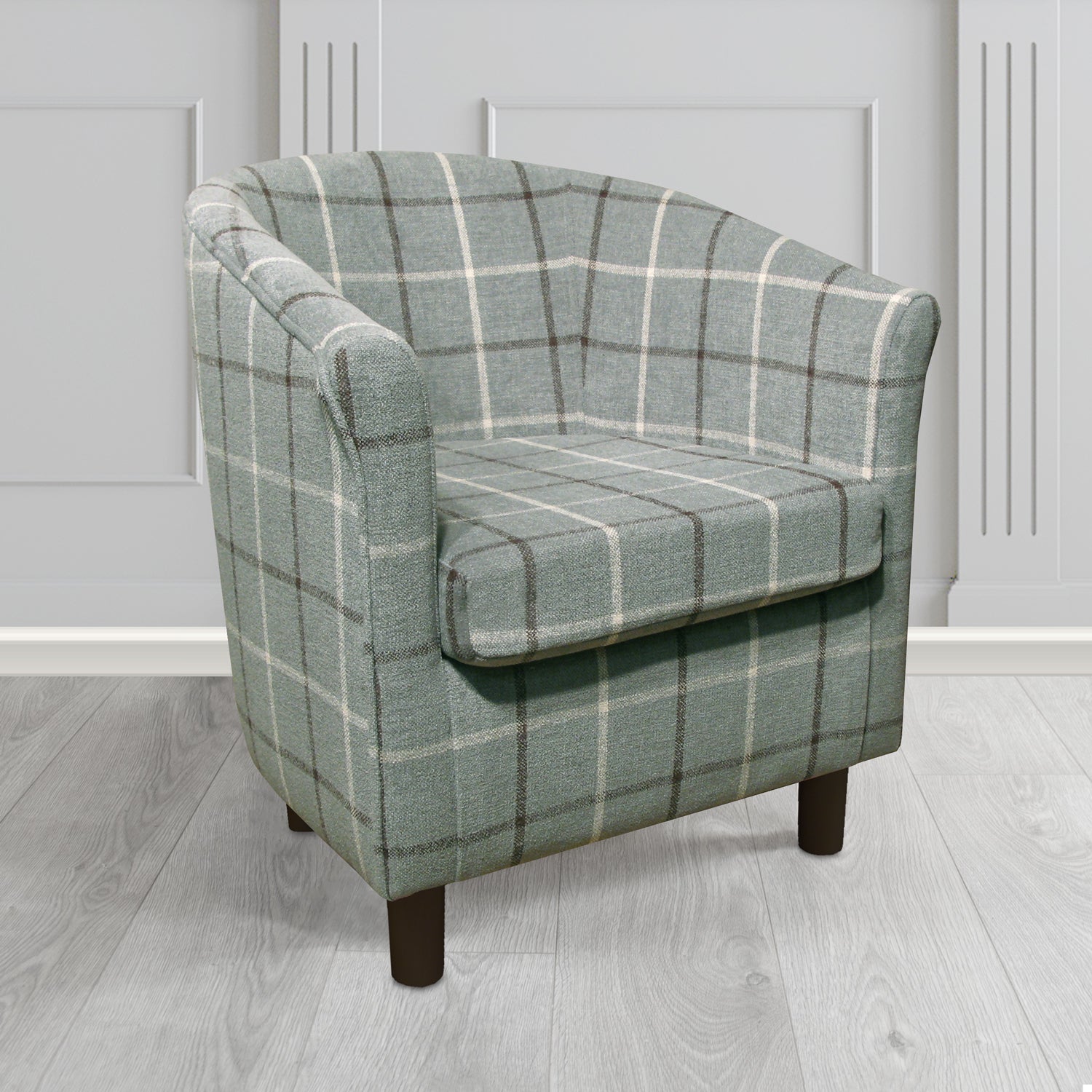 Tuscany Tub Chair in Cristina Marrone Lana Check Tartan Crib 5 Fabric