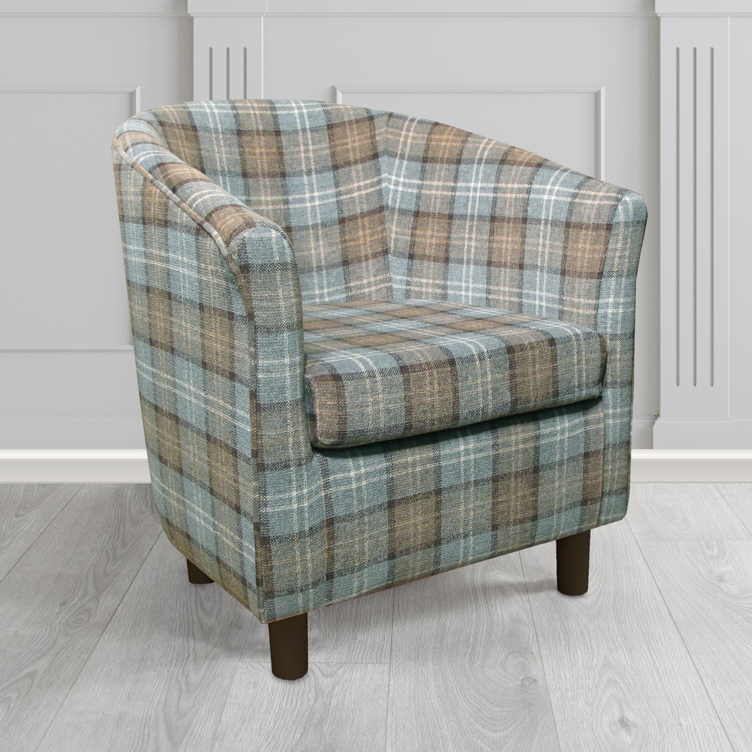 Tuscany Tub Chair in Cristina Marrone Lana Tartan Crib 5 Fabric