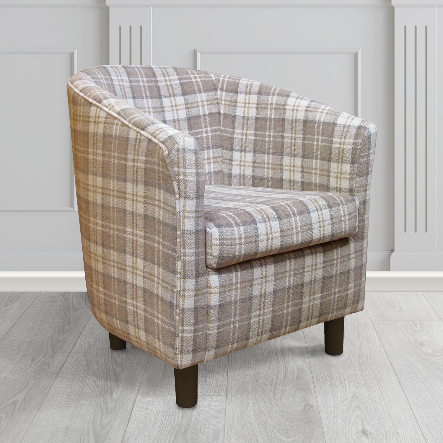 Tuscany Tub Chair in Cristina Marrone Lana Tartan Crib 5 Fabric