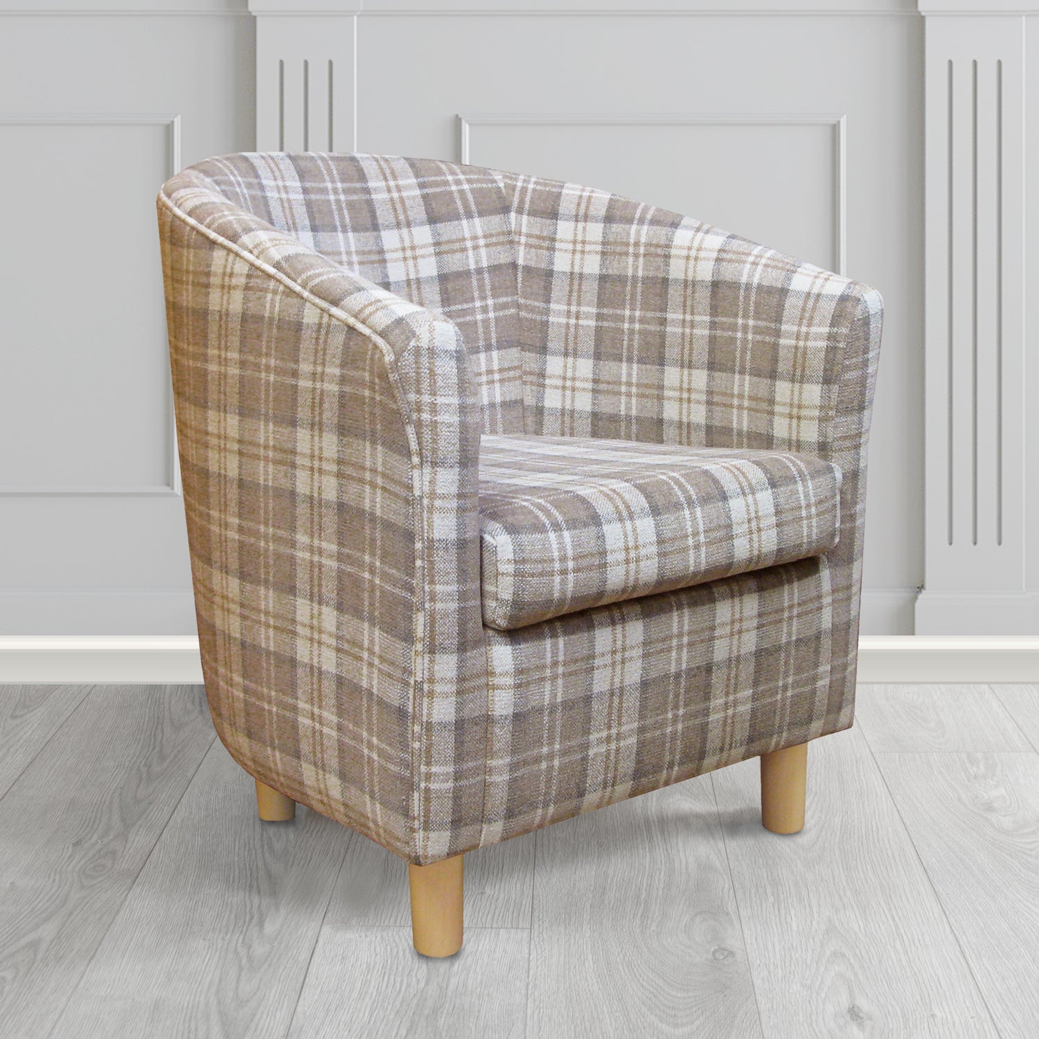 Tuscany Tub Chair in Cristina Marrone Lana Tartan Crib 5 Fabric