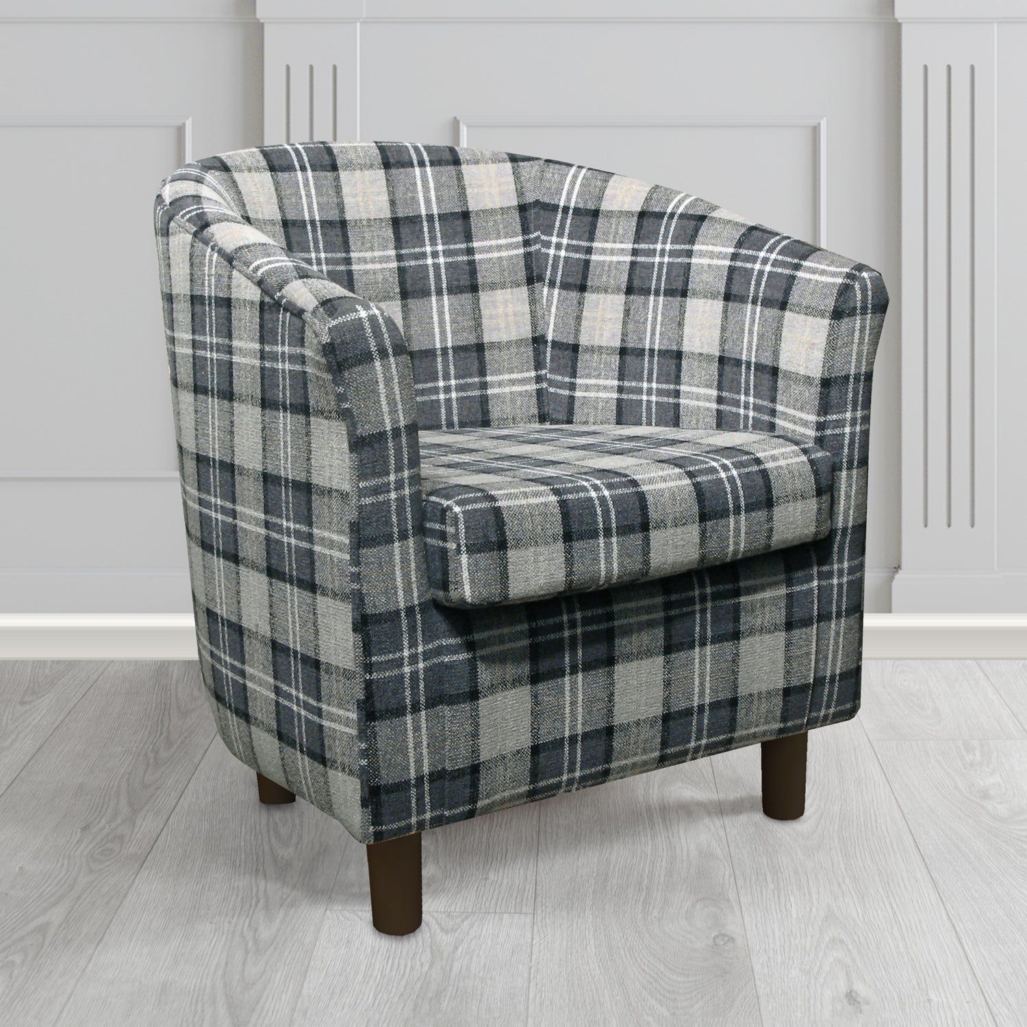 Tuscany Tub Chair in Cristina Marrone Lana Tartan Crib 5 Fabric