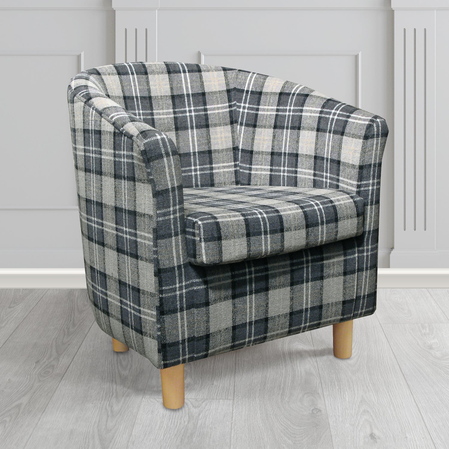 Tuscany Tub Chair in Cristina Marrone Lana Tartan Crib 5 Fabric