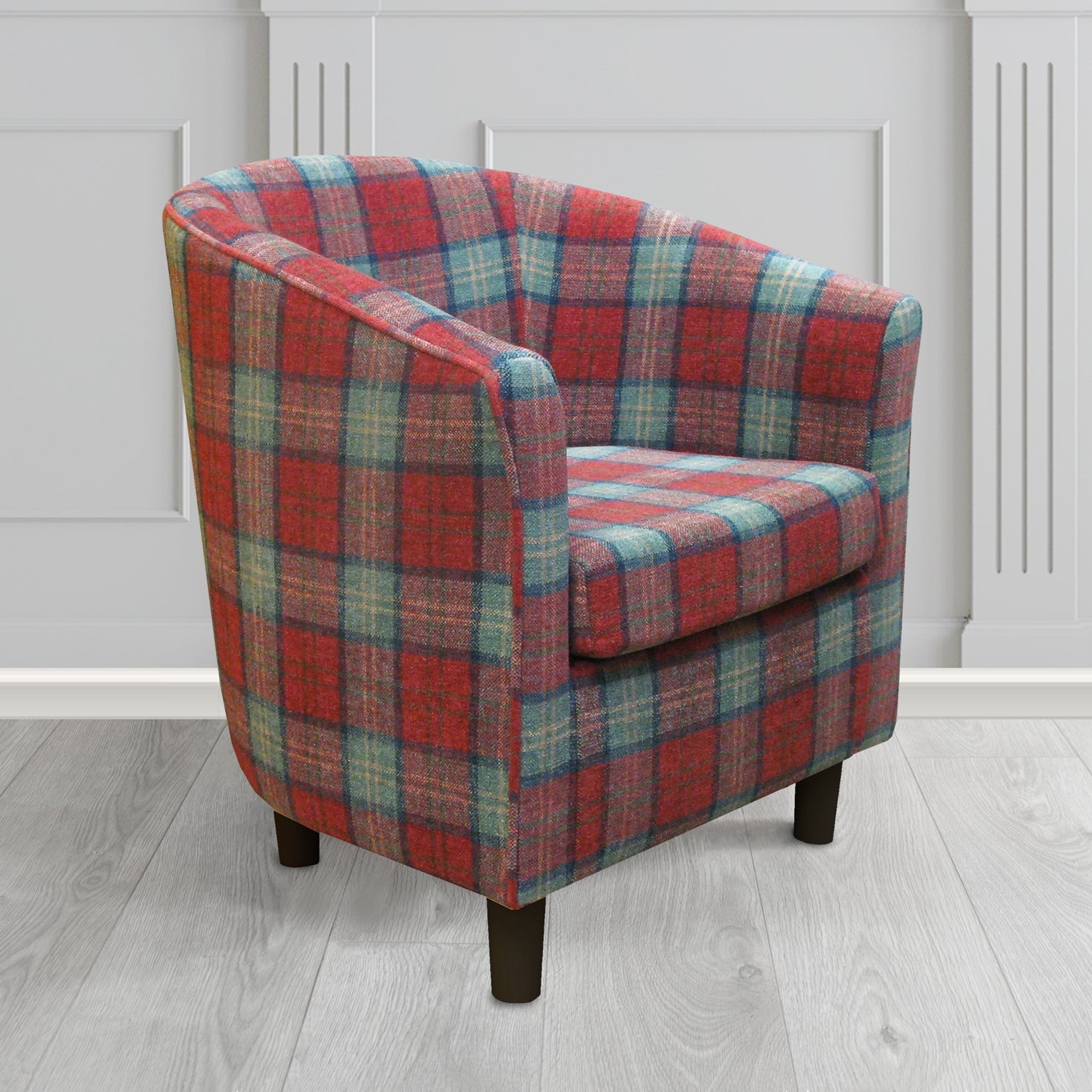 Tuscany Tub Chair in Cristina Marrone Lana Tartan Crib 5 Fabric