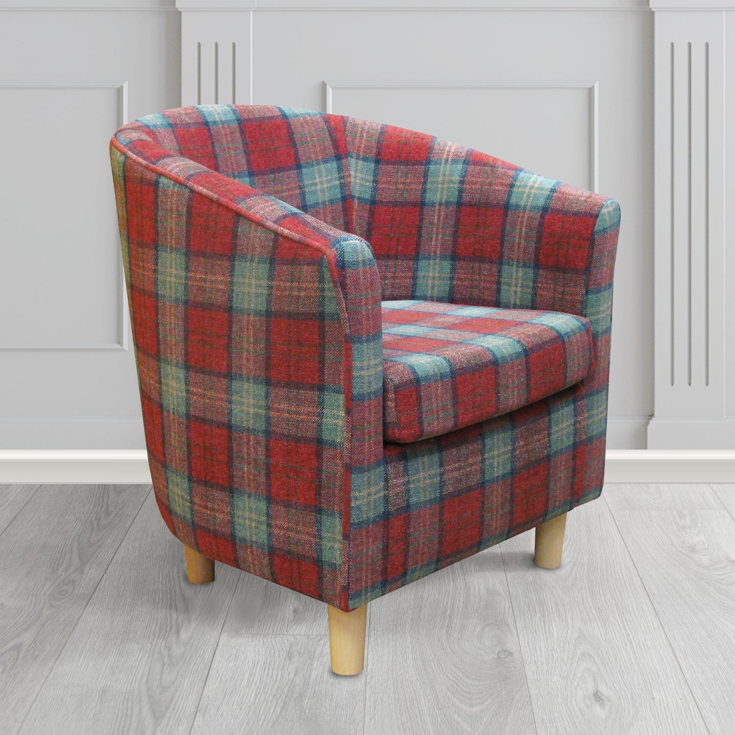 Tuscany Tub Chair in Cristina Marrone Lana Tartan Crib 5 Fabric