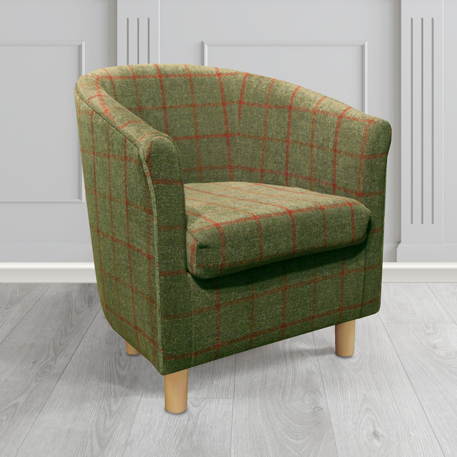 Tuscany Tub Chair in Cristina Marrone Lana Check Tartan Crib 5 Fabric