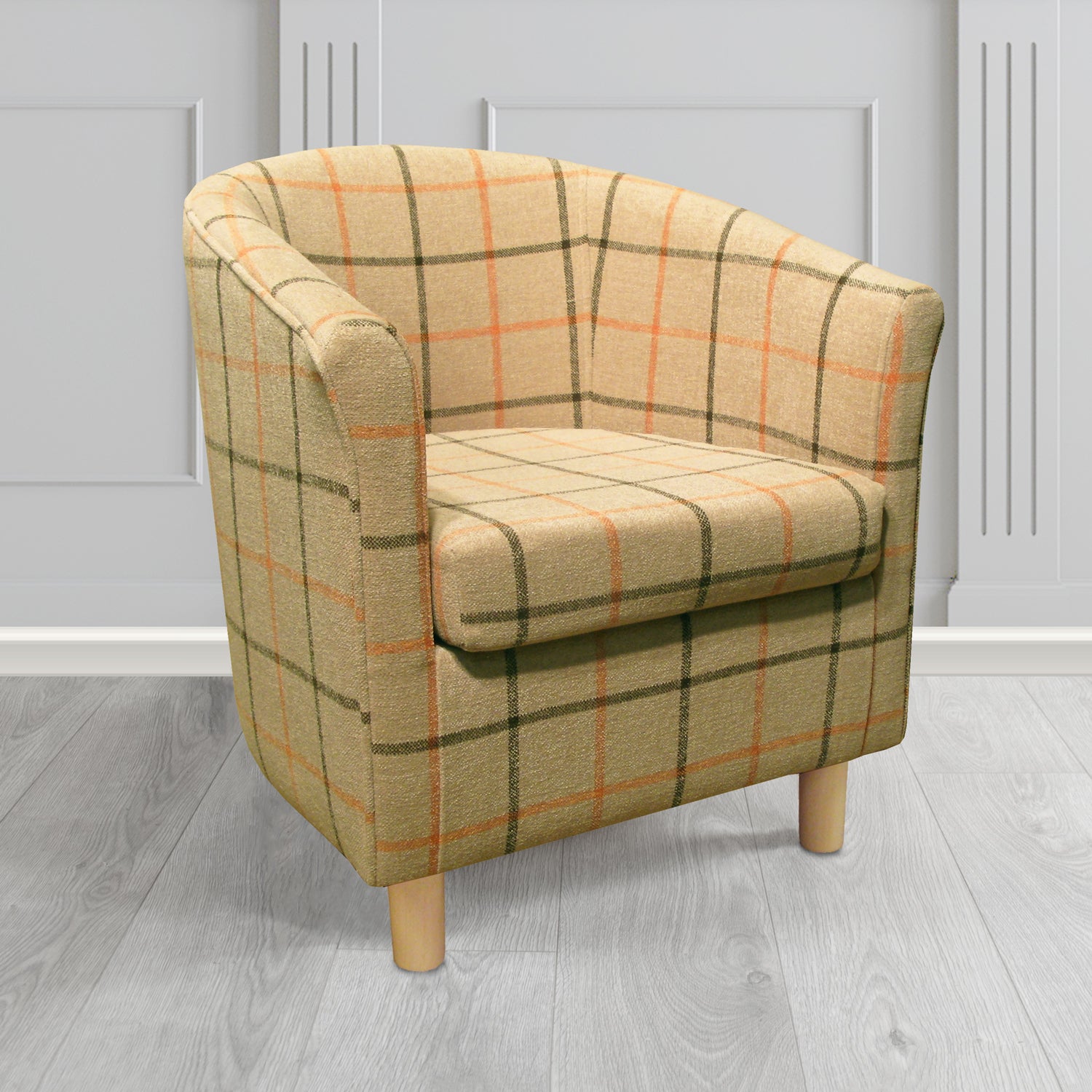 Tuscany Tub Chair in Cristina Marrone Lana Check Tartan Crib 5 Fabric