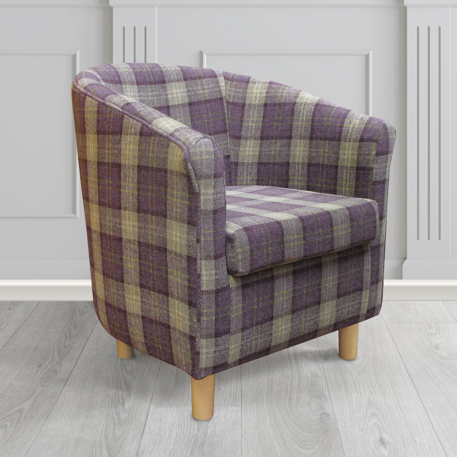 Tuscany Tub Chair in Cristina Marrone Lana Tartan Crib 5 Fabric