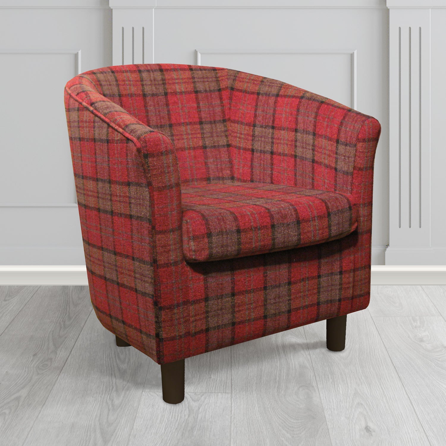 Tuscany Tub Chair in Cristina Marrone Lana Tartan Crib 5 Fabric