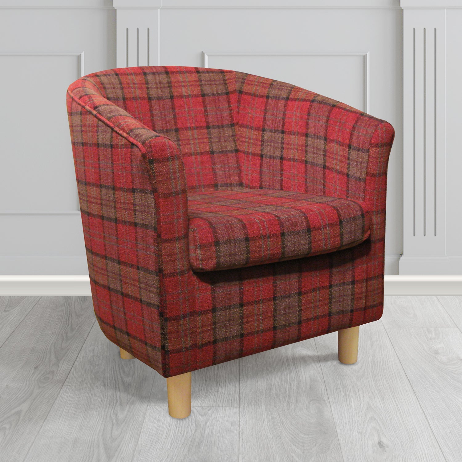 Tuscany Tub Chair in Cristina Marrone Lana Tartan Crib 5 Fabric