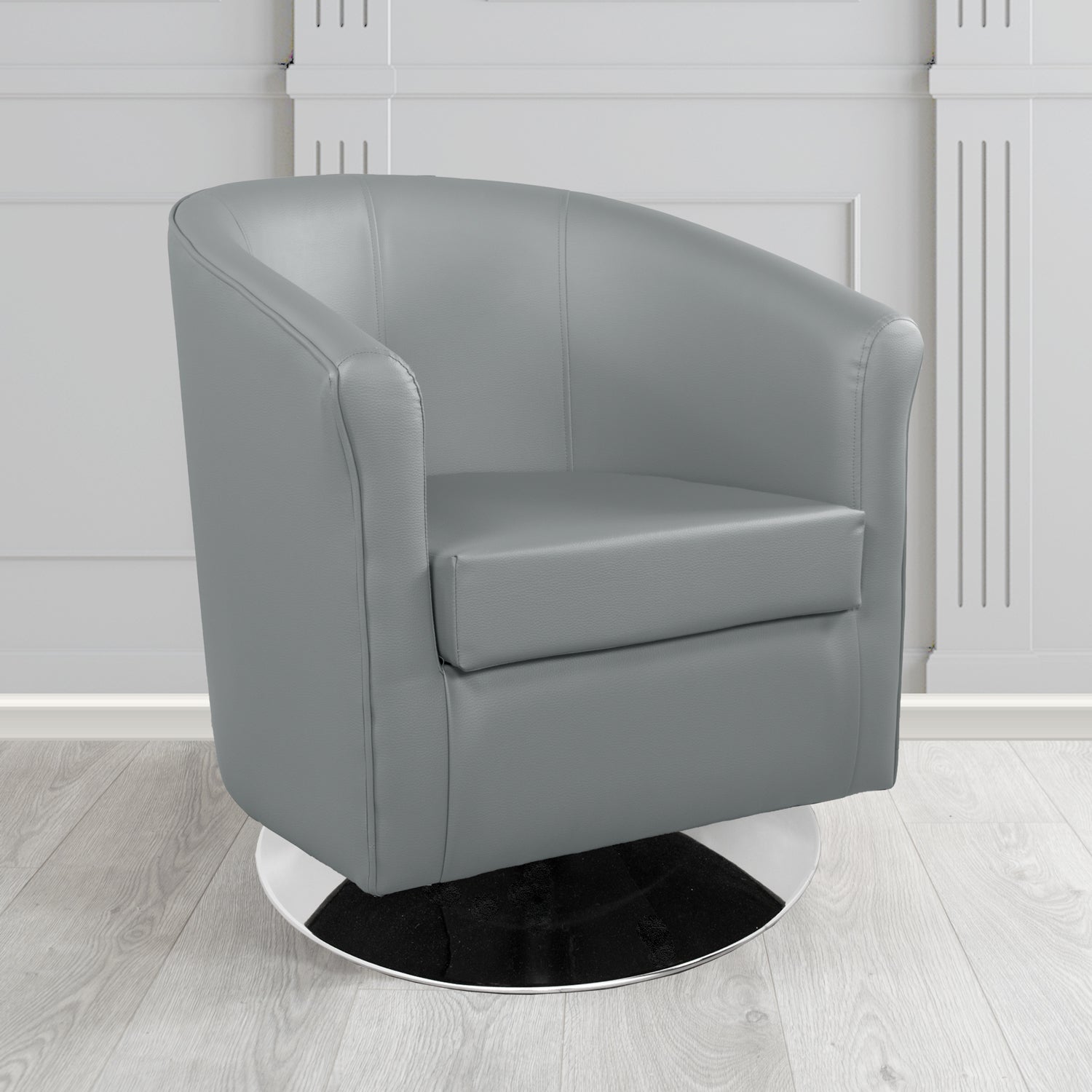 Tuscany Swivel Tub Chair in Cristina Marrone Memphis Antimicrobial Crib 5 Contract Faux Leather