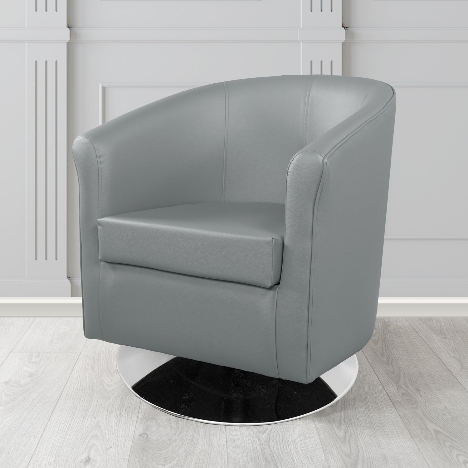Tuscany Swivel Tub Chair in Cristina Marrone Memphis Antimicrobial Crib 5 Contract Faux Leather