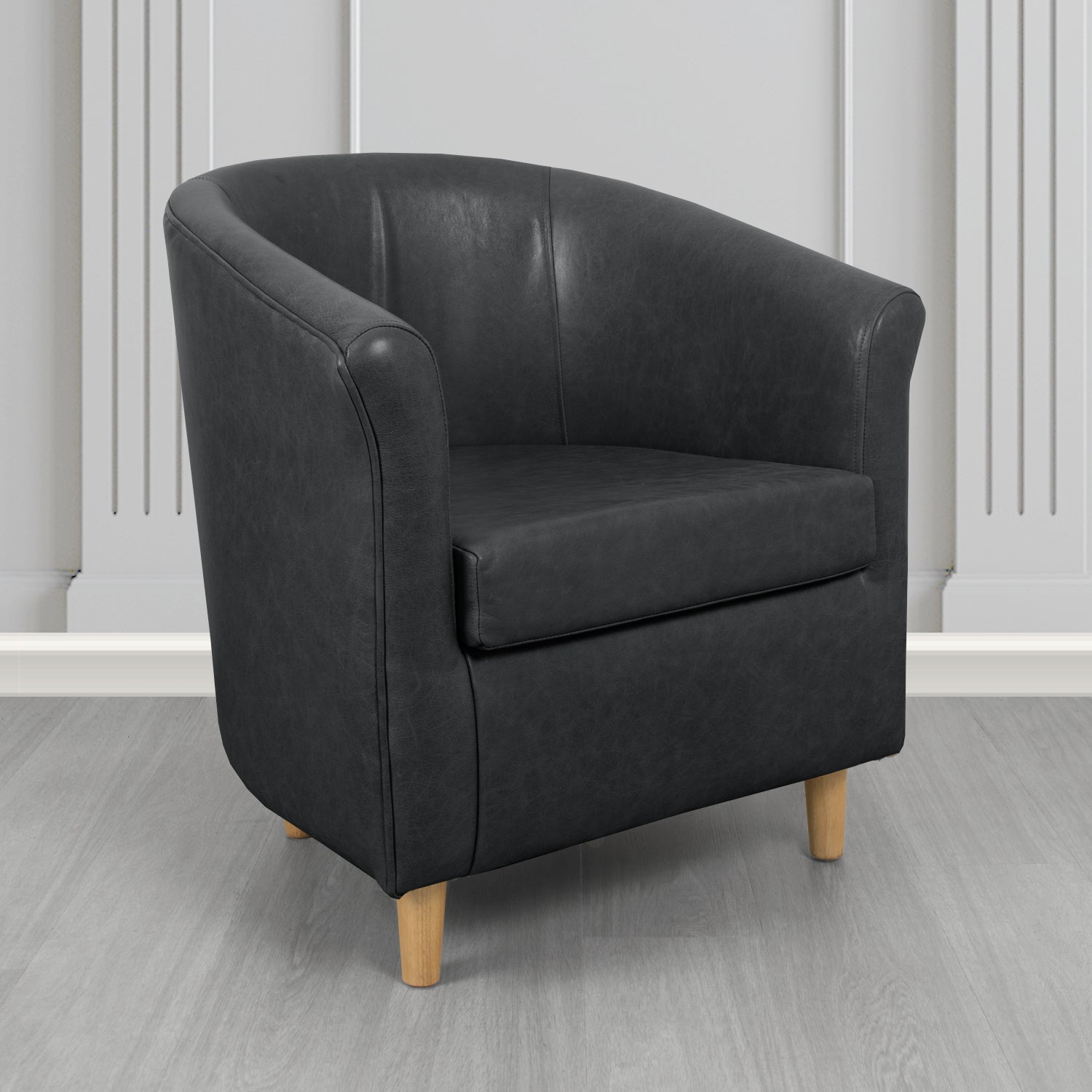 Tuscany Tub Chair in Crib 5 Old English Black Genuine Leather
