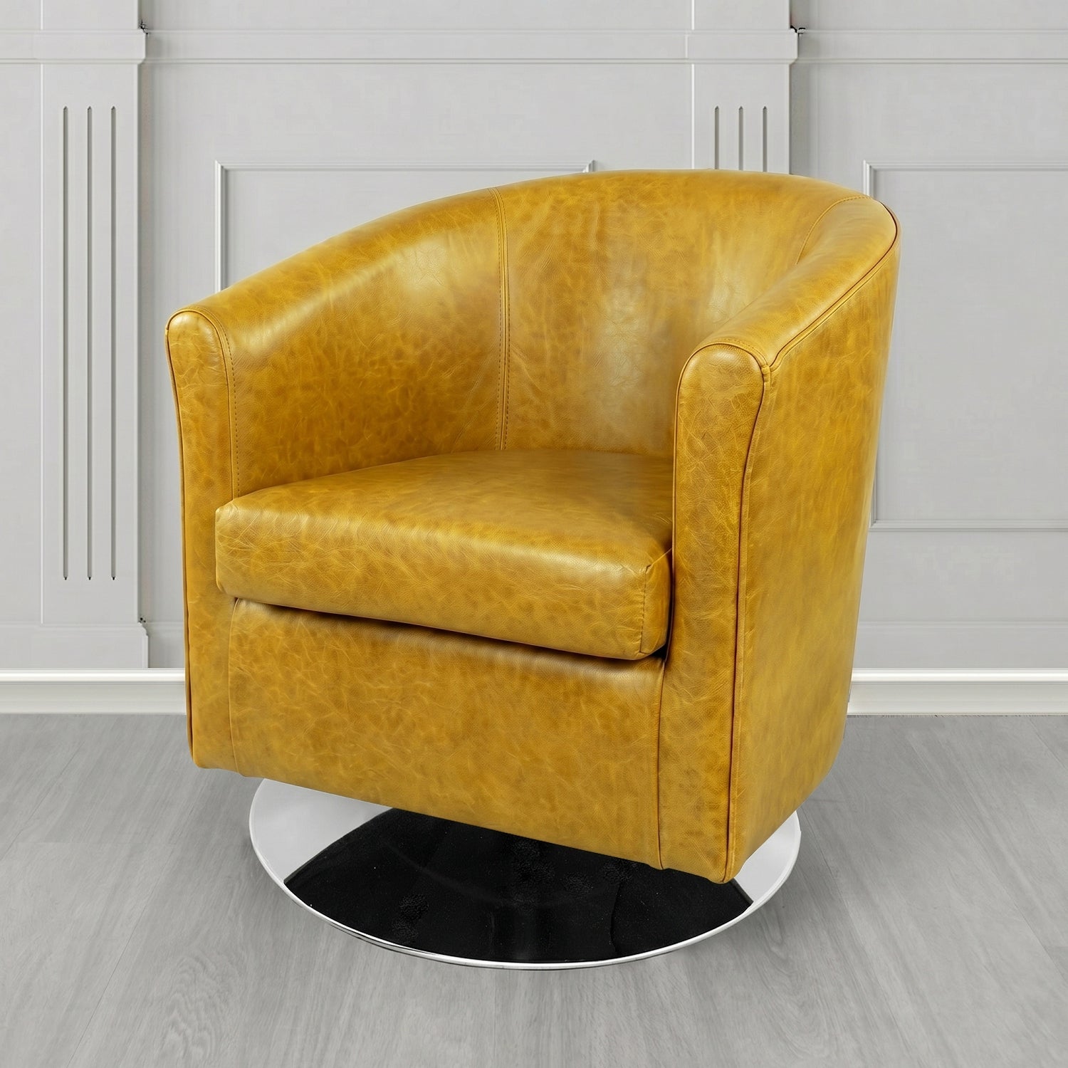 Tuscany Swivel Tub Chair in Crest Leather Old English Crib 5 Genuine Leather