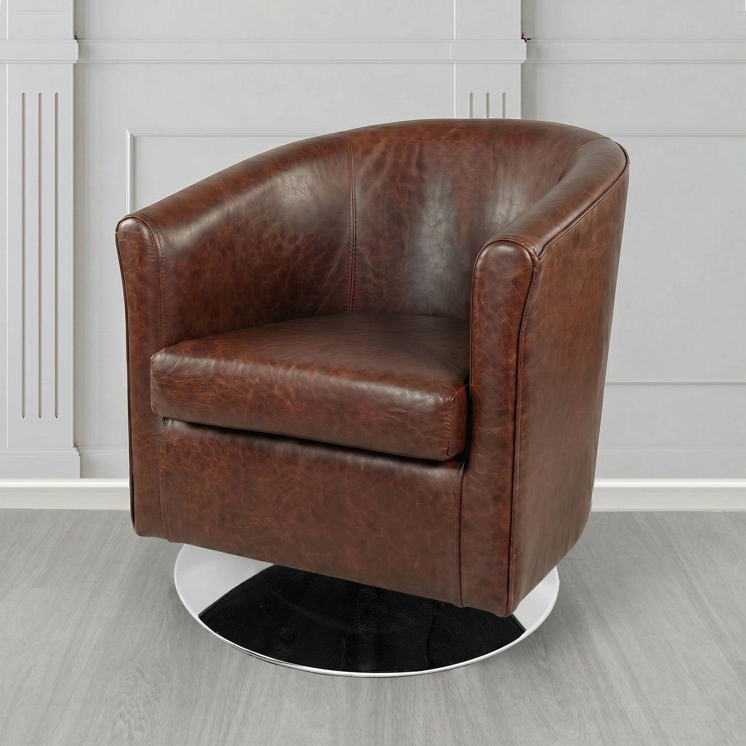 Tuscany Swivel Tub Chair in Crest Leather Old English Crib 5 Genuine Leather