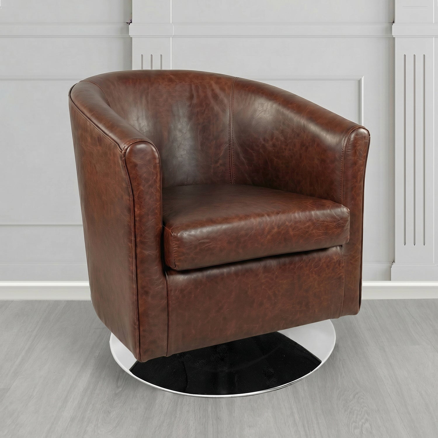Tuscany Swivel Tub Chair in Crest Leather Old English Crib 5 Genuine Leather