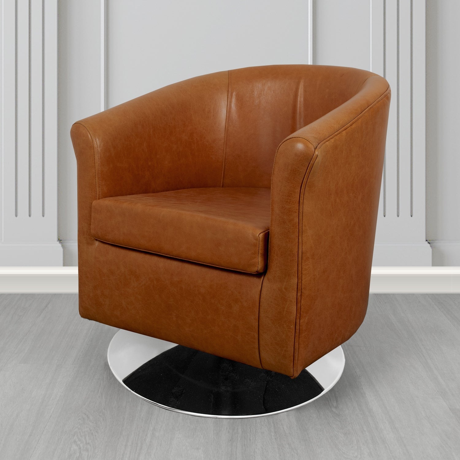 Tuscany Swivel Tub Chair in Crest Leather Old English Crib 5 Genuine Leather
