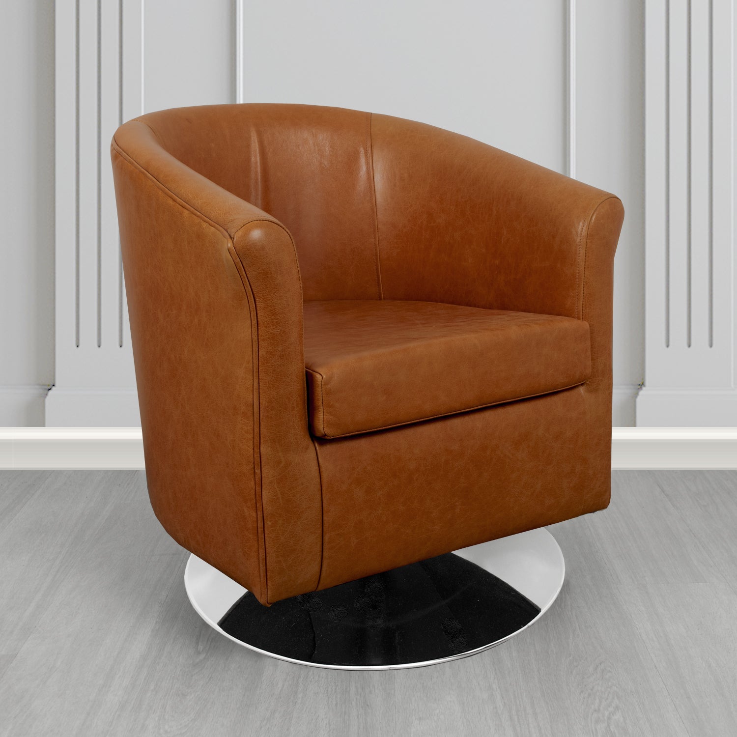 Tuscany Swivel Tub Chair in Crest Leather Old English Crib 5 Genuine Leather