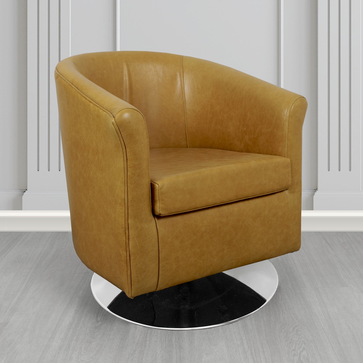 Tuscany Swivel Tub Chair in Crest Leather Old English Crib 5 Genuine Leather