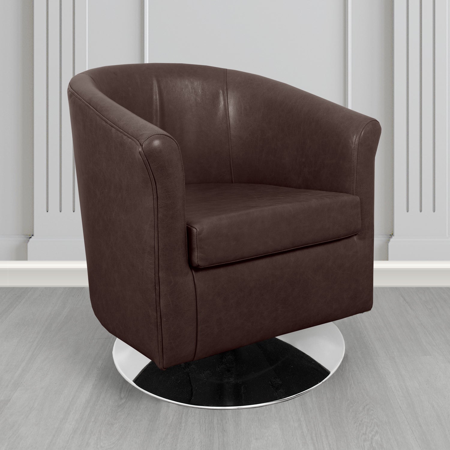 Tuscany Swivel Tub Chair in Crest Leather Old English Crib 5 Genuine Leather