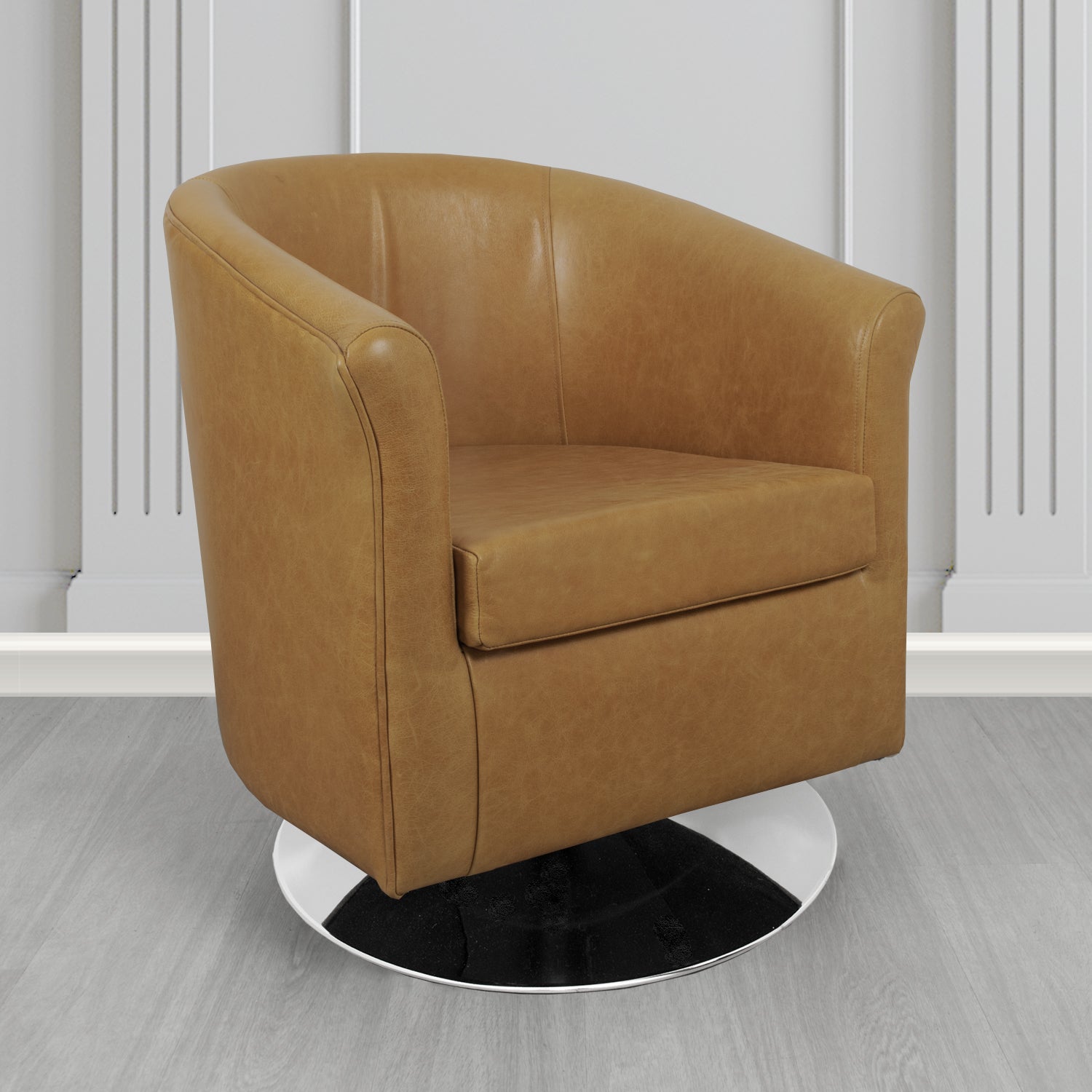 Tuscany Swivel Tub Chair in Crest Leather Old English Crib 5 Genuine Leather