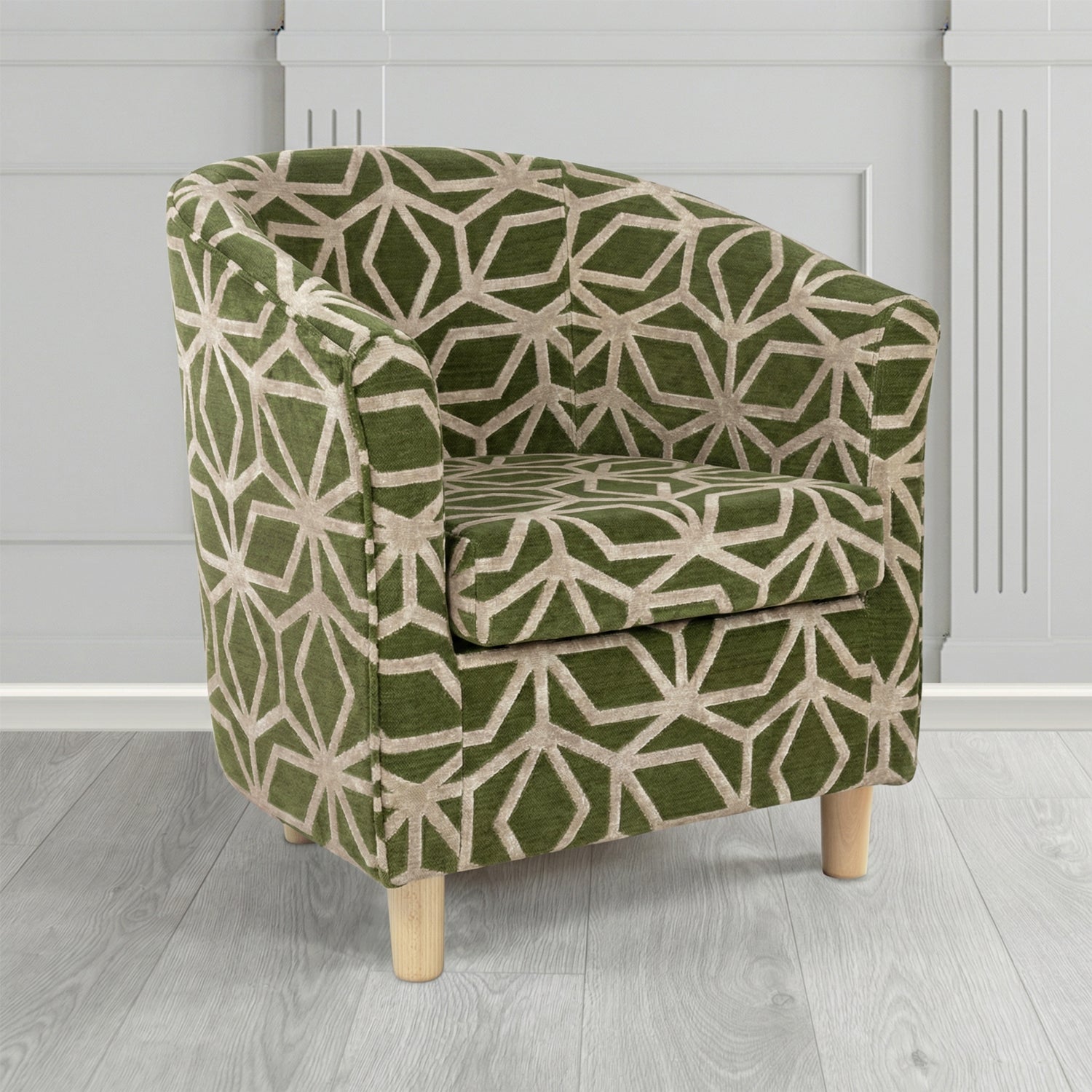 Tuscany Tub Chair in Panaz Fabrics Lexington Corinthia Geometric Crib 5 Velvet Fabric