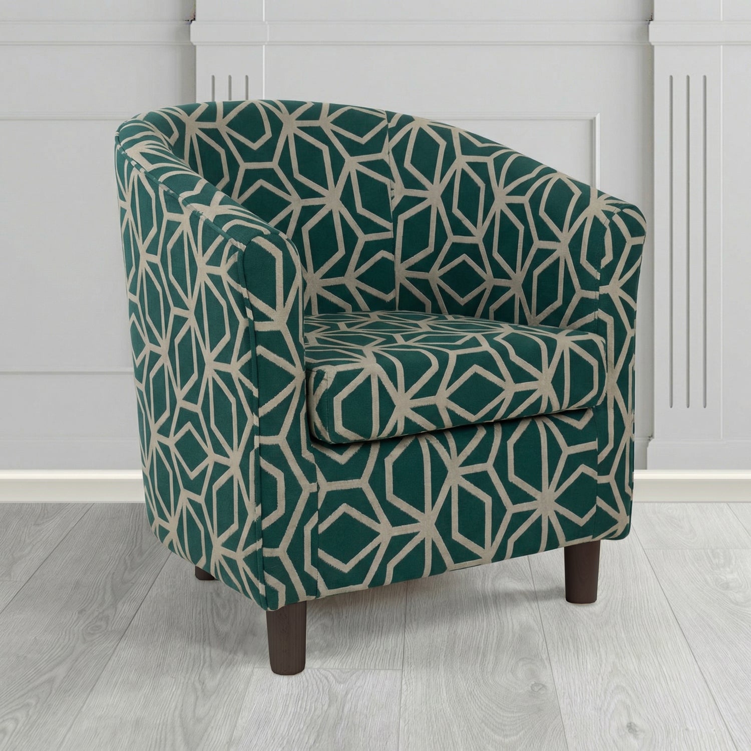 Tuscany Tub Chair in Panaz Fabrics Lexington Corinthia Geometric Crib 5 Velvet Fabric