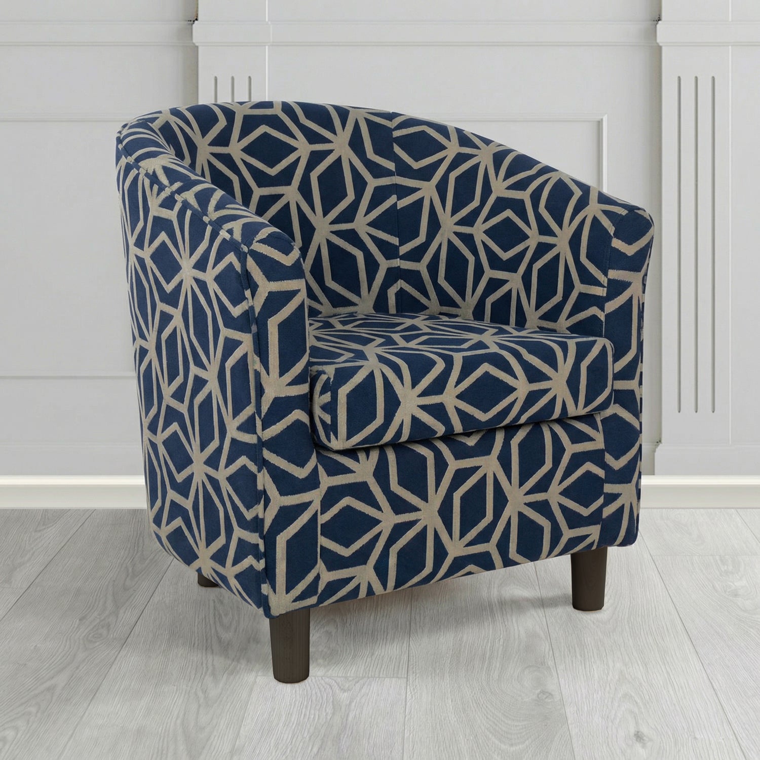 Tuscany Tub Chair in Panaz Fabrics Lexington Corinthia Geometric Crib 5 Velvet Fabric